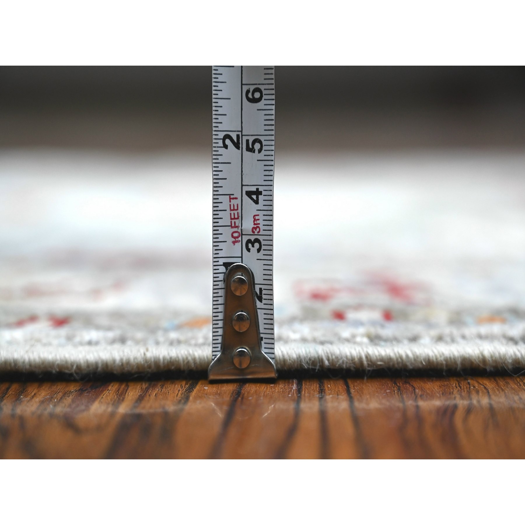 2'5"x7'8" Galactic Tint Gray, Densely Woven Fine Aryana With Ancient North West Persian Design, Hand Knotted and Velvety Wool, Vegetable Dyes, Runner Oriental Rug HR88901 - Image 5