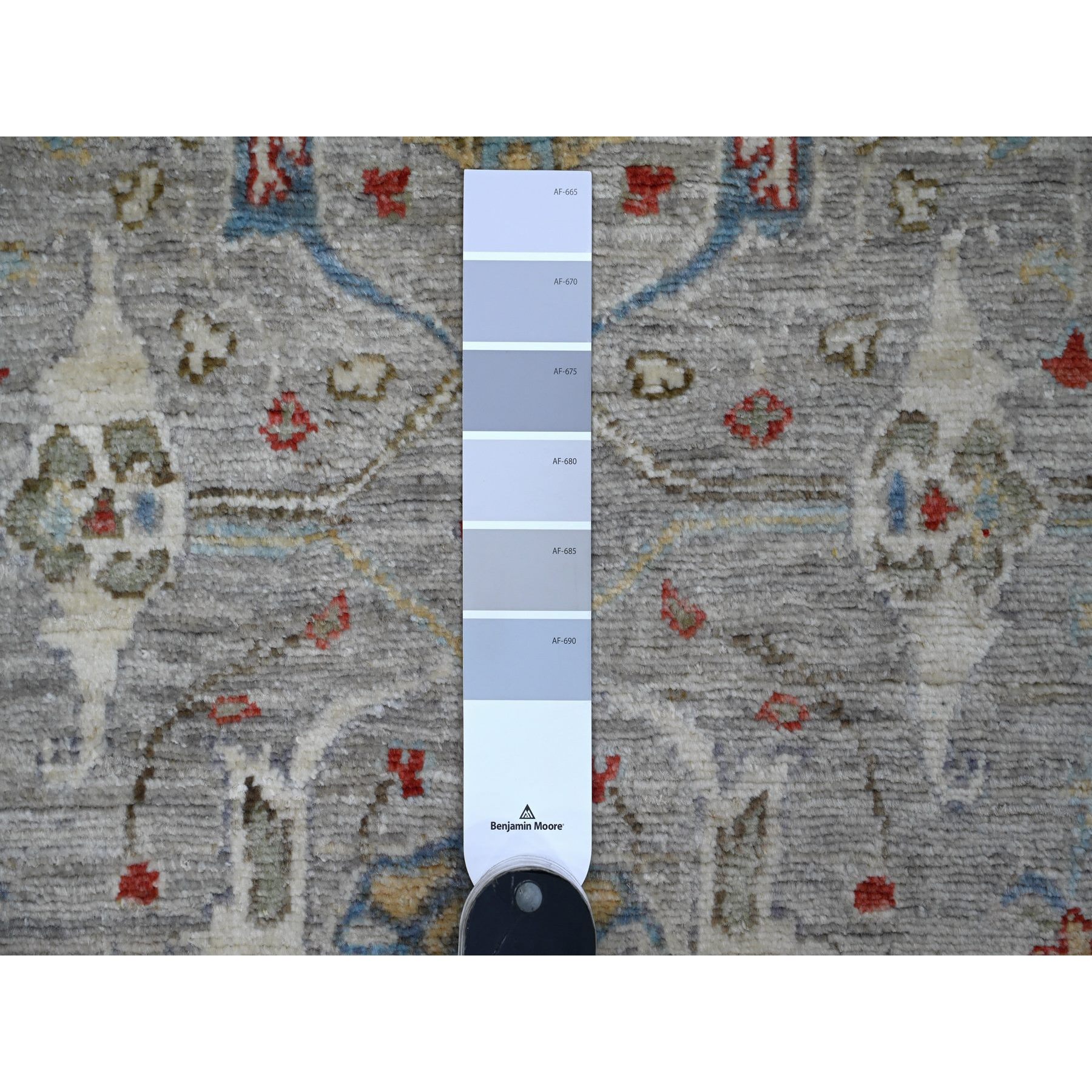 3'x11'7" Dorian Gray, Hand Knotted Bidjar Garus Design, Soft and Velvety Wool, Natural Dyes, Runner Fine Aryana Collection Oriental Rug HR88906 - Image 3