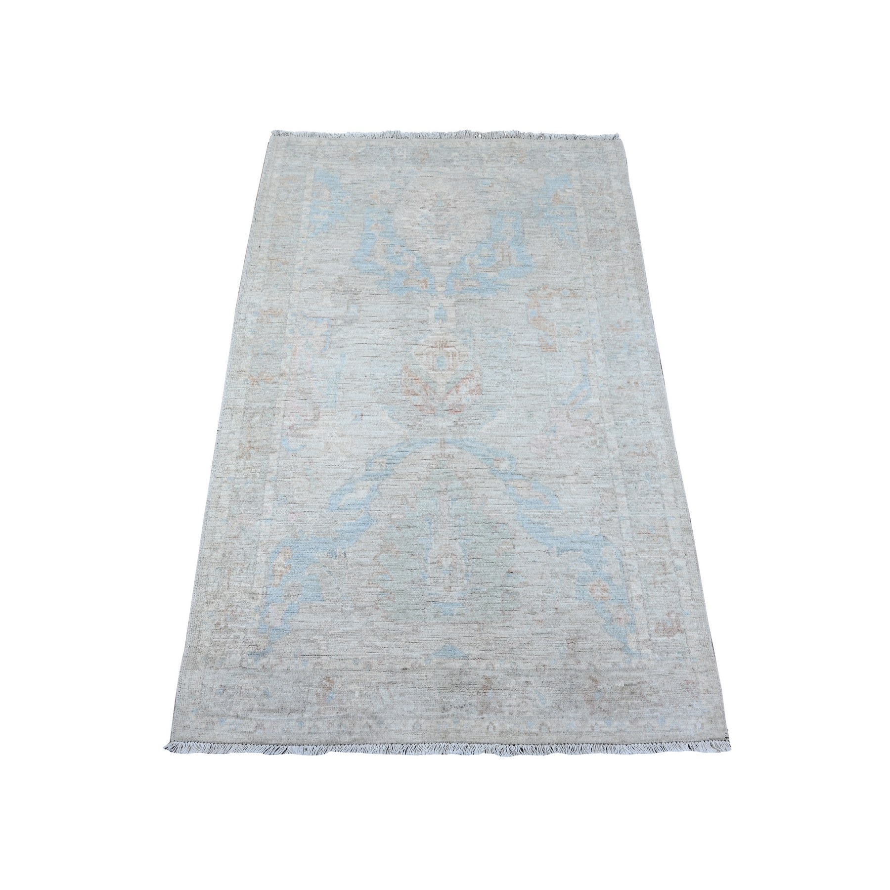 3'1"x5' Agreeable Gray, Washed Out North West Persian Design, Hand Knotted Vegetable Dyes, Organic Wool, Oriental Rug HR88909