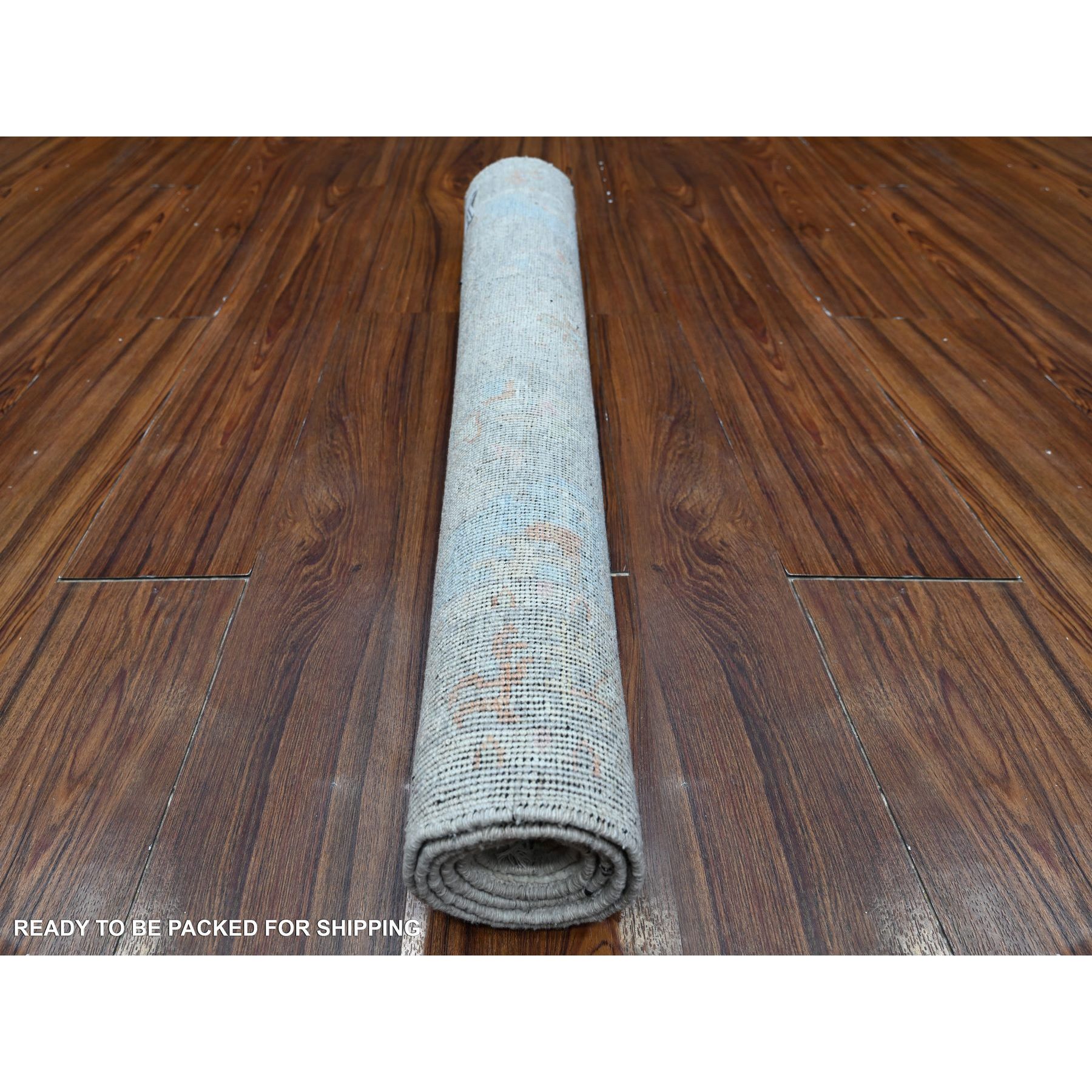 3'1"x5' Agreeable Gray, Washed Out North West Persian Design, Hand Knotted Vegetable Dyes, Organic Wool, Oriental Rug HR88909 - Image 4