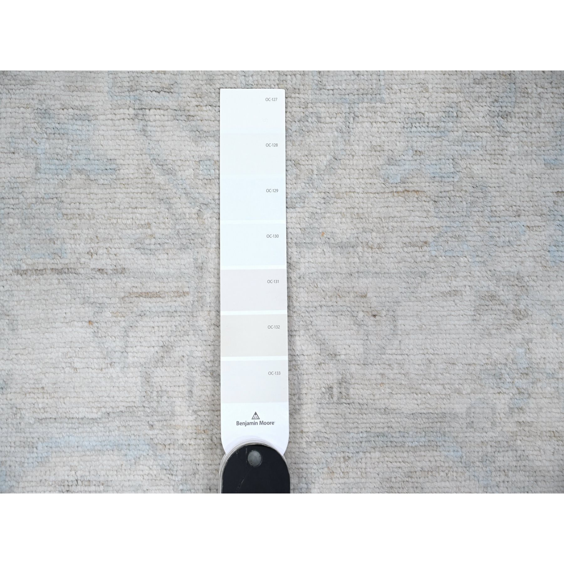 2'8"x11'1" Chantilly Lace White, Hand Knotted Pure Wool, Washed Out Fine Peshawar All Over Design, Runner Oriental Rug HR89031 - Image 3