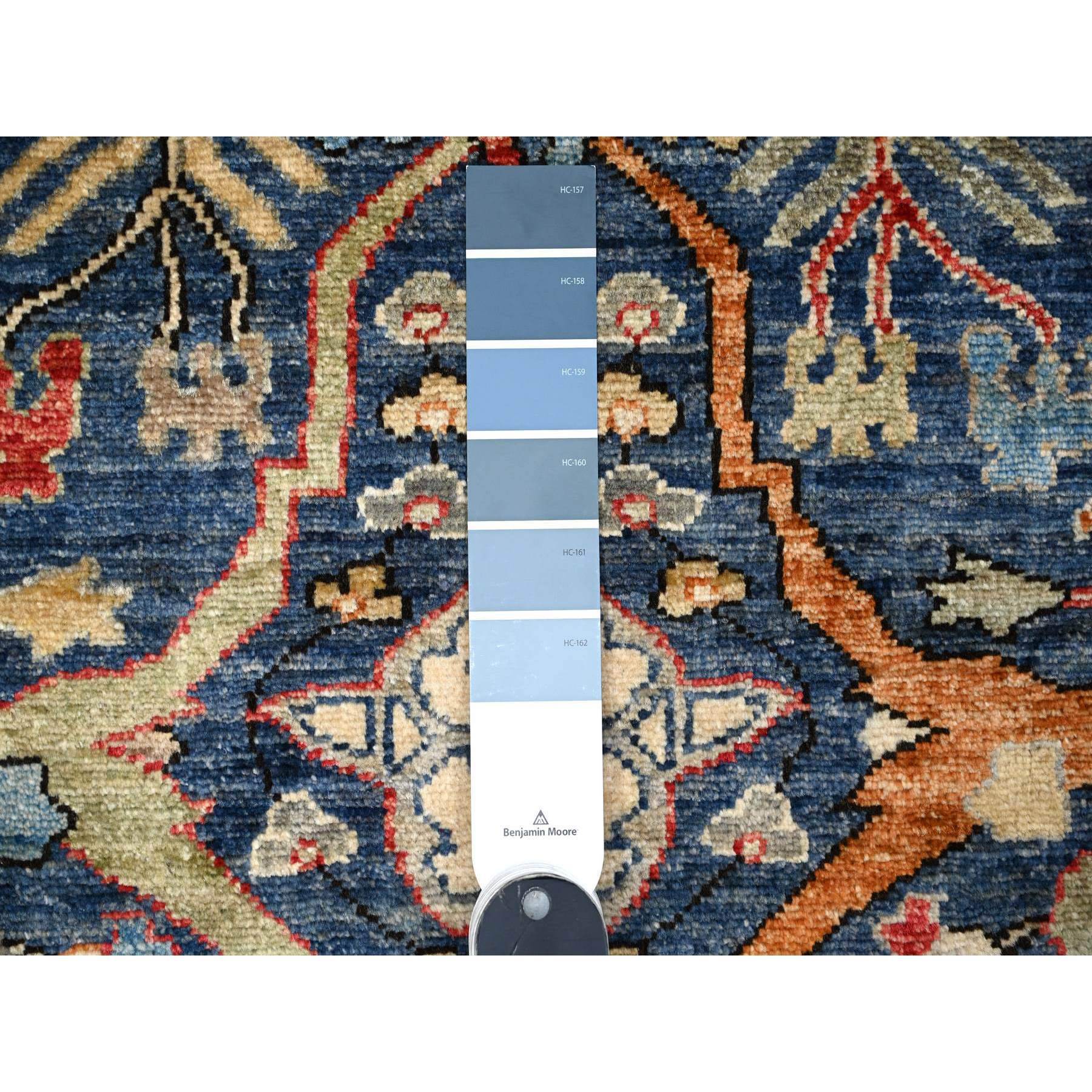3'2"x19'5" Star Blue, Pure Wool, Aryana Collection, Hand Knotted Vegetable Dyes, Bidjar Garus Design, XL Runner Oriental Rug HR89077 - Image 3