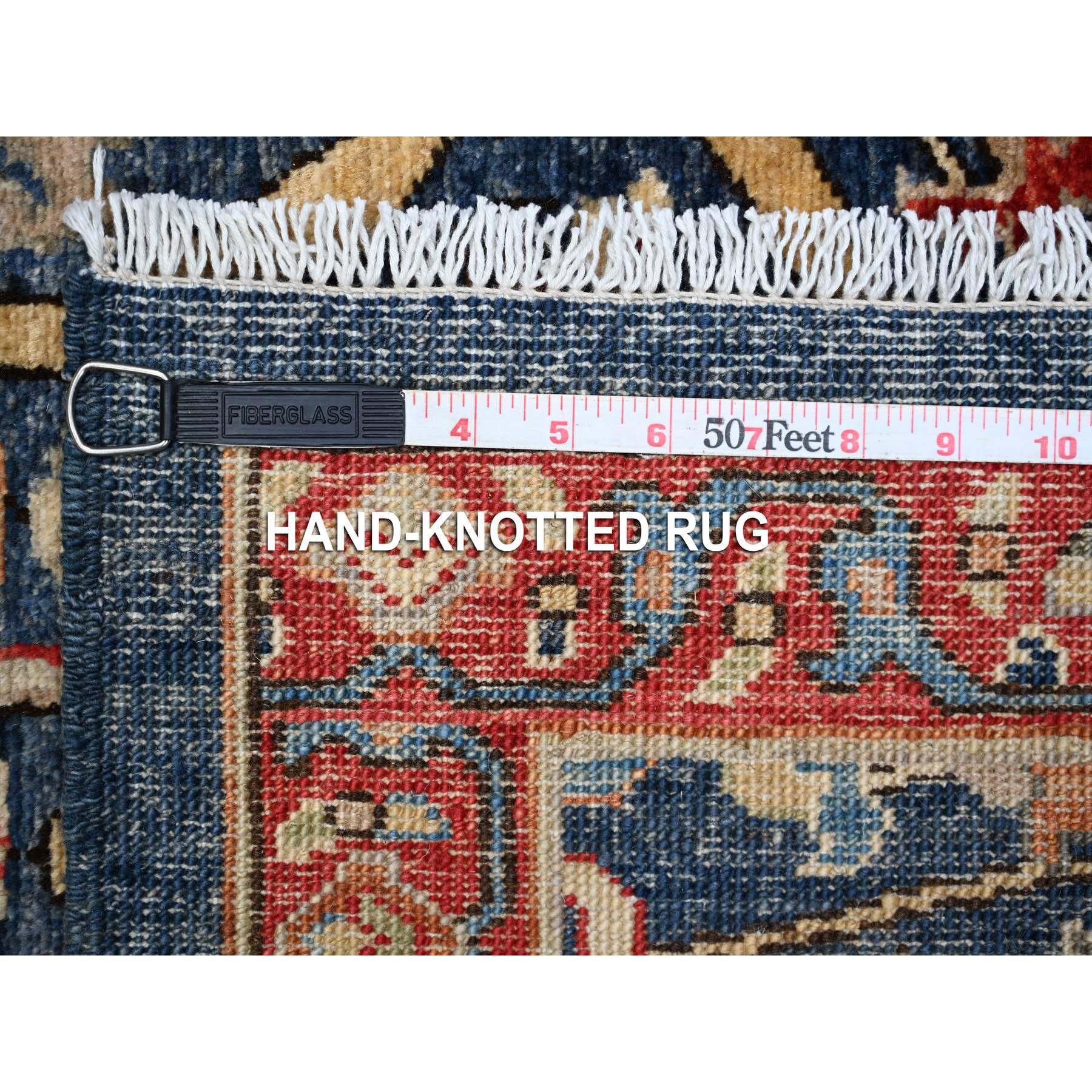 3'2"x19'5" Star Blue, Pure Wool, Aryana Collection, Hand Knotted Vegetable Dyes, Bidjar Garus Design, XL Runner Oriental Rug HR89077 - Image 6