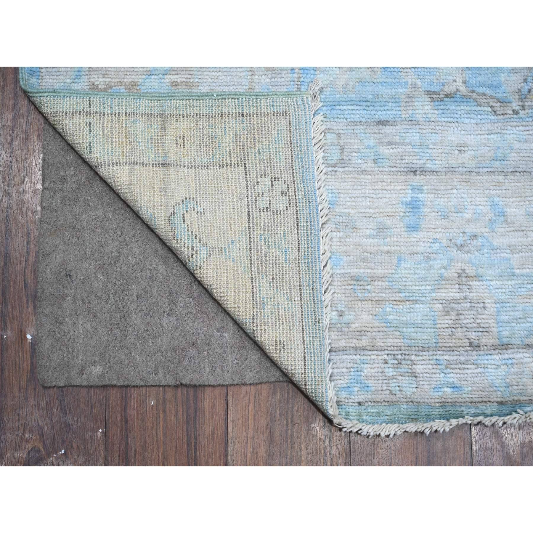 6'2"x8'10" Argentina Blue, Natural Dyes With All Over Rural Floral Design, Hand Knotted Angora Oushak, Wool Weft, Oriental Rug HR89120 - Image 2