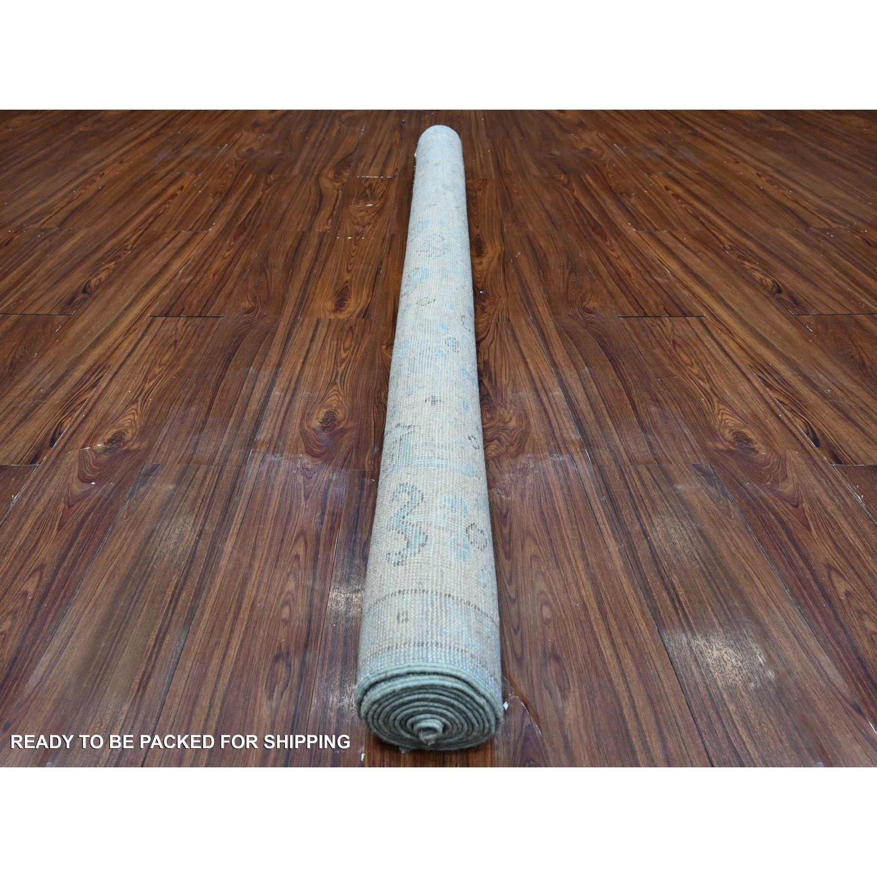 6'2"x8'10" Argentina Blue, Natural Dyes With All Over Rural Floral Design, Hand Knotted Angora Oushak, Wool Weft, Oriental Rug HR89120 - Image 4