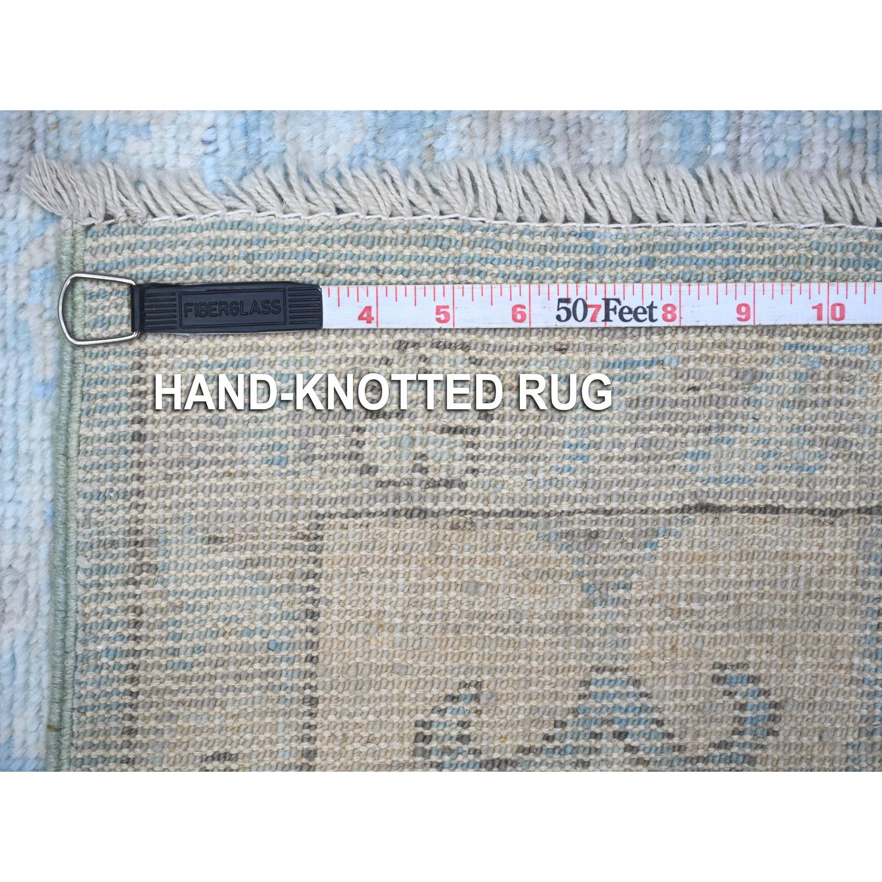6'2"x8'10" Argentina Blue, Natural Dyes With All Over Rural Floral Design, Hand Knotted Angora Oushak, Wool Weft, Oriental Rug HR89120 - Image 6