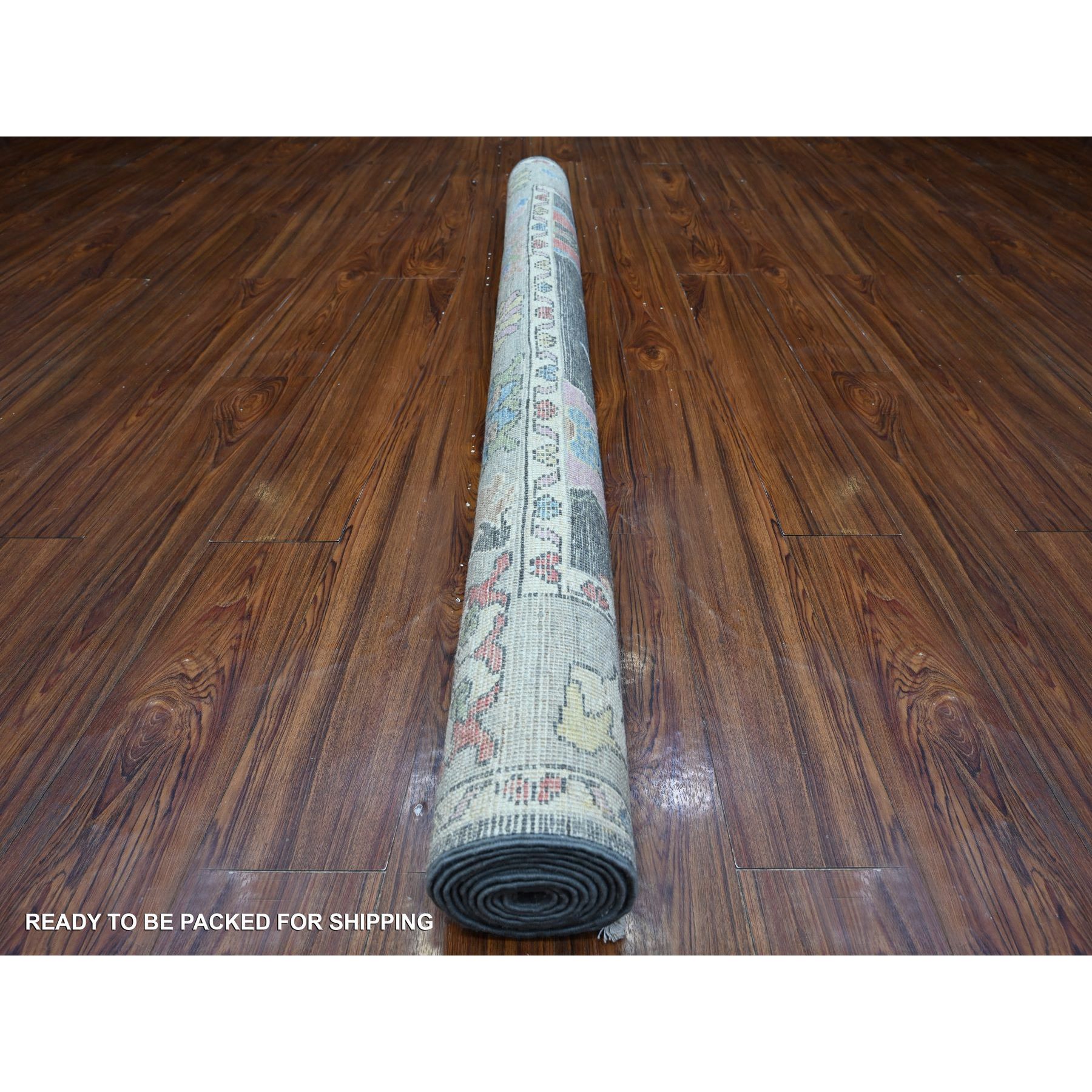 6'x8'8" Nevada Gray, Afghan Angora Oushak, Hand Knotted, Vegetable Dyes, Wool Foundation, Large Rural Medallions All Over Design, Oriental Rug HR89124 - Image 4