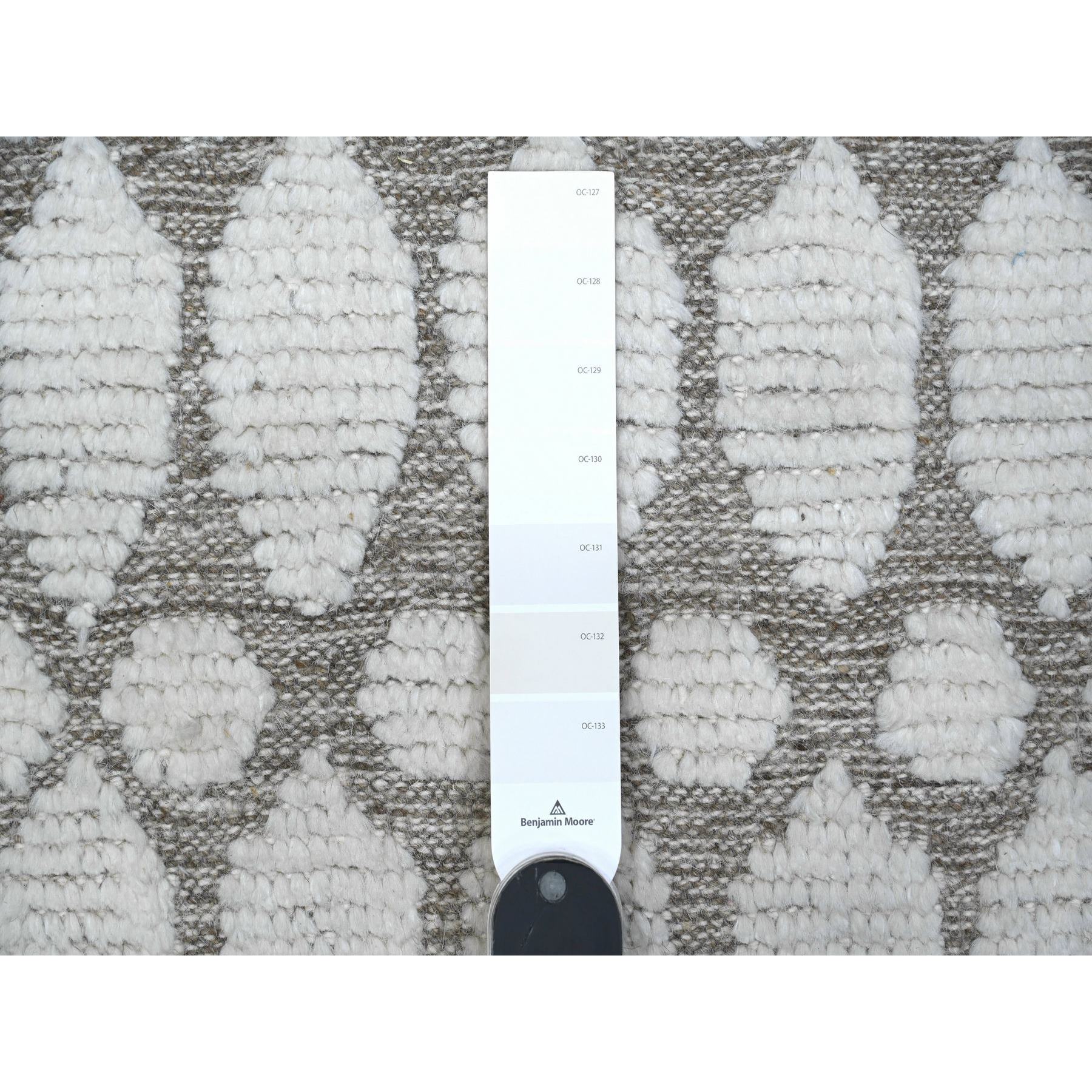 11'9"x15'8" Eider White, Natural Dyes, Soft and Shiny Wool, Moroccan Inspired With Beni Ourain Open Field Design, Hand Knotted Wool On Wool Foundation, Oversized Oriental Rug HR89136 - Image 7