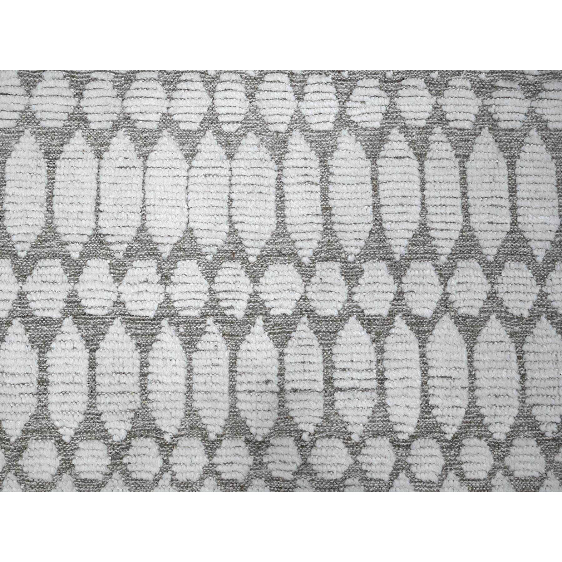 11'9"x15'8" Eider White, Natural Dyes, Soft and Shiny Wool, Moroccan Inspired With Beni Ourain Open Field Design, Hand Knotted Wool On Wool Foundation, Oversized Oriental Rug HR89136 - Image 8