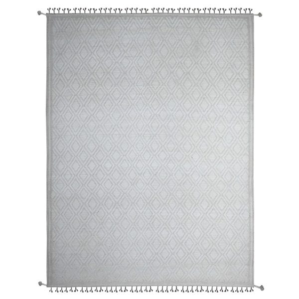 9'1"x12'1" Tahira White, Diamond Repetitive Moroccan Zemmour Design, Embossed Pile, Tone On Tone, Velvety Wool, Densely Woven, Hand Knotted, Vegetable Dyes, Oriental Rug HR89180