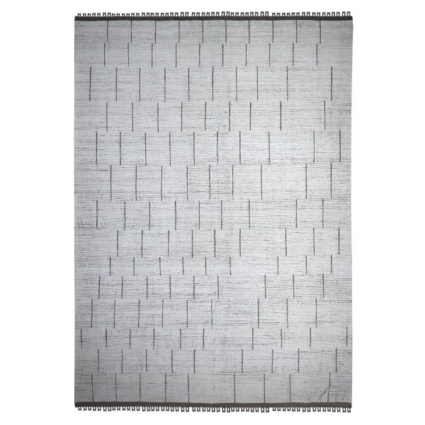 12'x16'2" Silky White, Moroccan Chiadma Influenced Geometric Design, Hand Knotted, All Wool, Denser Weave Oversized Oriental Rug HR89193