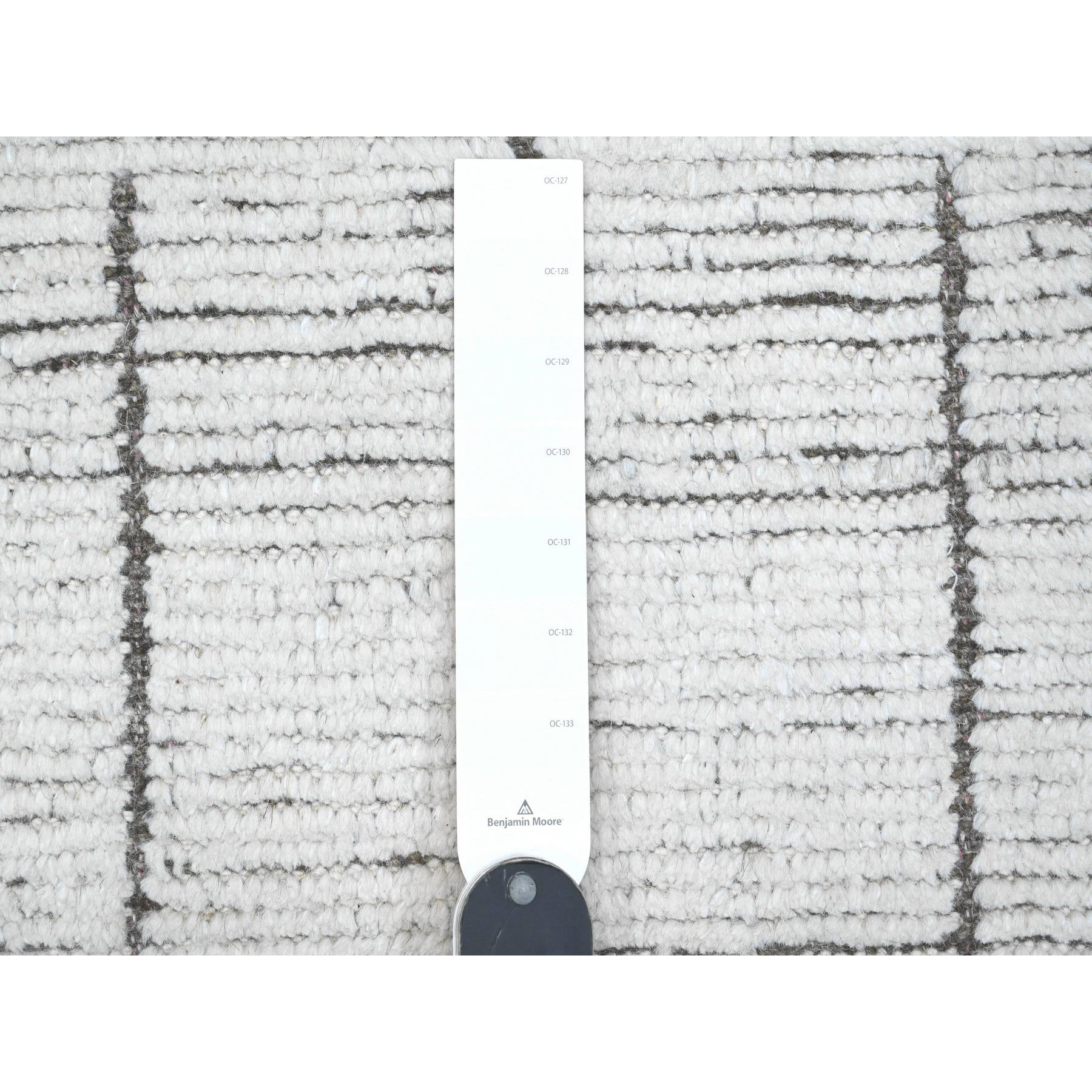 12'x16'2" Silky White, Moroccan Chiadma Influenced Geometric Design, Hand Knotted, All Wool, Denser Weave Oversized Oriental Rug HR89193 - Image 7