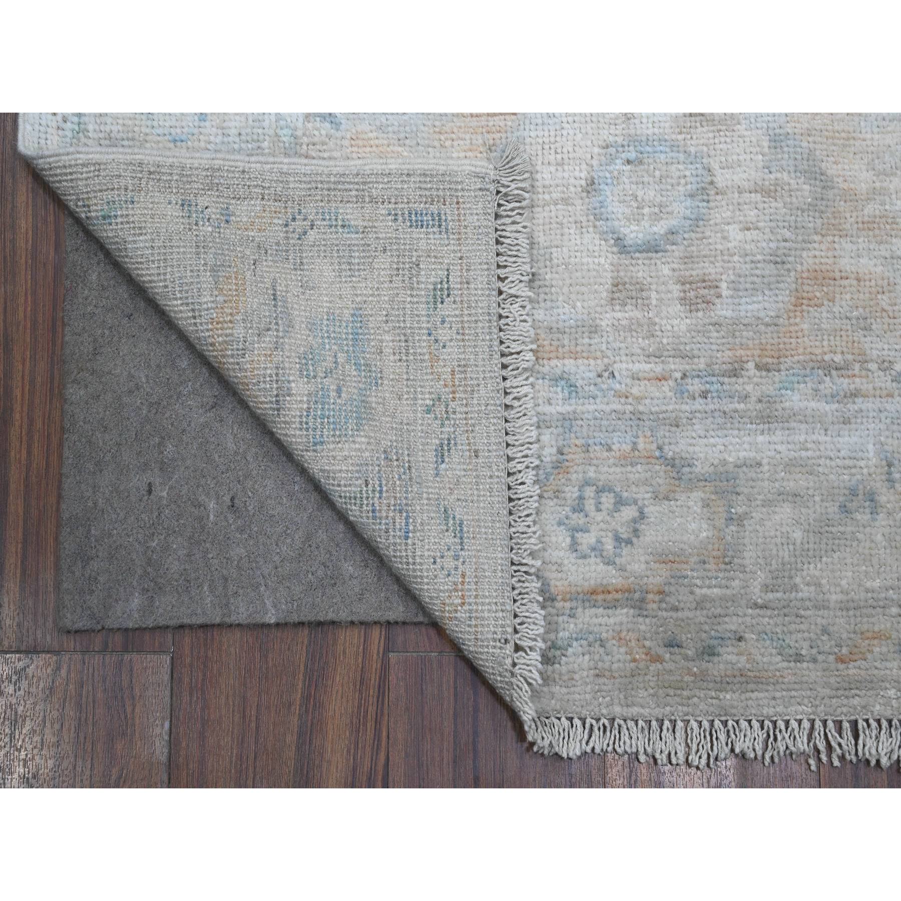 3'1"x19'10" Gainsboro Gray, Hand Knotted Angora Oushak, Afghan Wool Weft, Vegetable Dyes, All Over Village Floral Design, Oversized Oriental Runner Rug HR89358 - Image 2