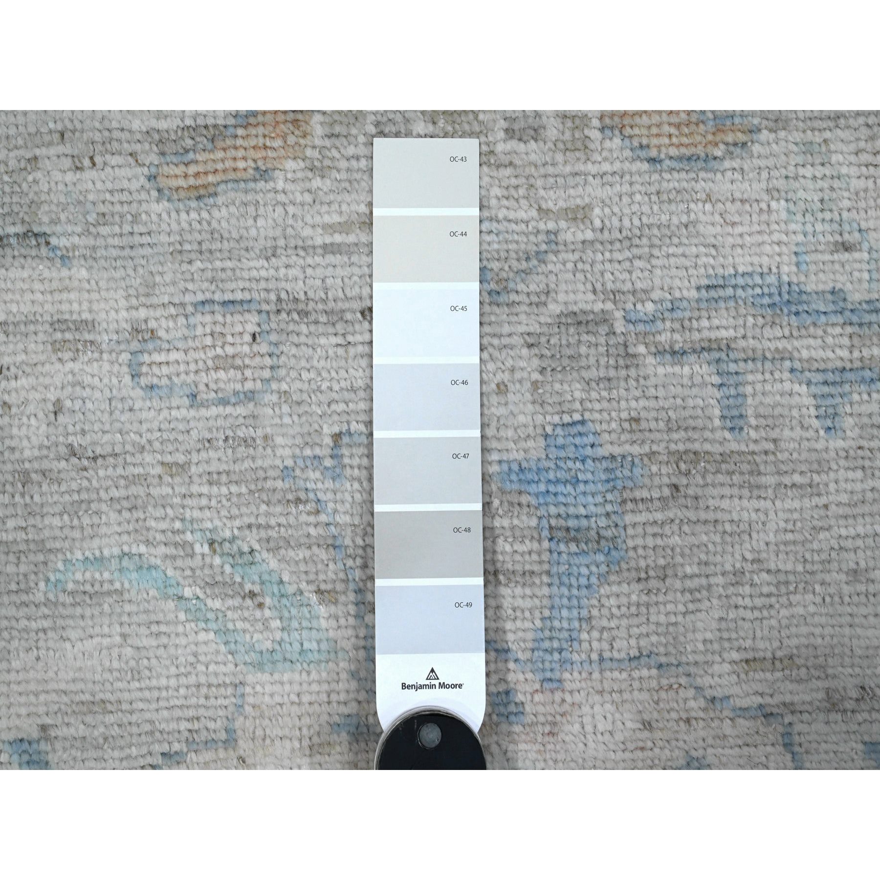 3'1"x19'10" Gainsboro Gray, Hand Knotted Angora Oushak, Afghan Wool Weft, Vegetable Dyes, All Over Village Floral Design, Oversized Oriental Runner Rug HR89358 - Image 3