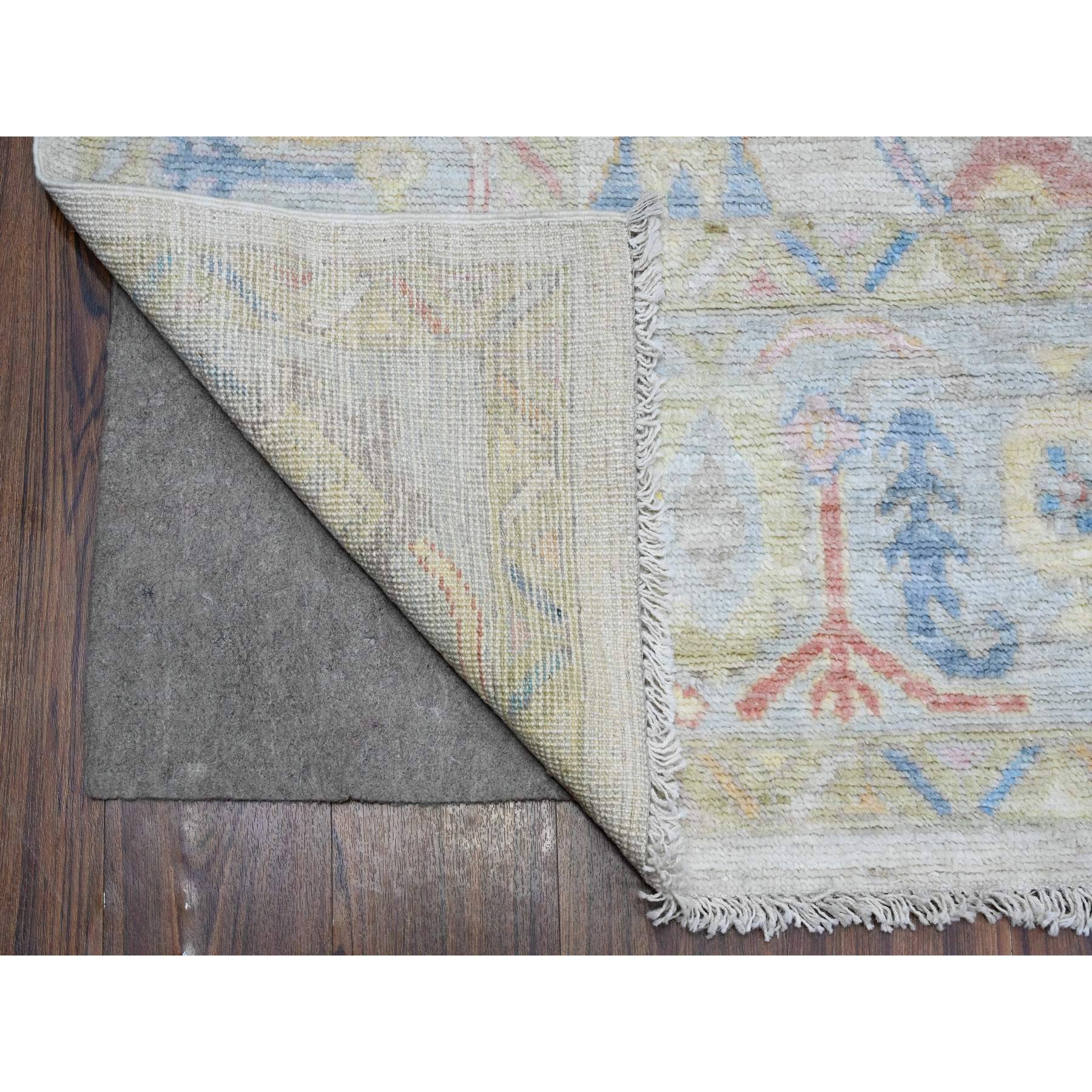 7'10"x9'9" Silver Gray, Hand Knotted, Afghan Wool Weft, Vegetable Dyes, Angora Oushak, Colorful Tribal Medallions All Over Design, Oriental Rug HR89455 - Image 5