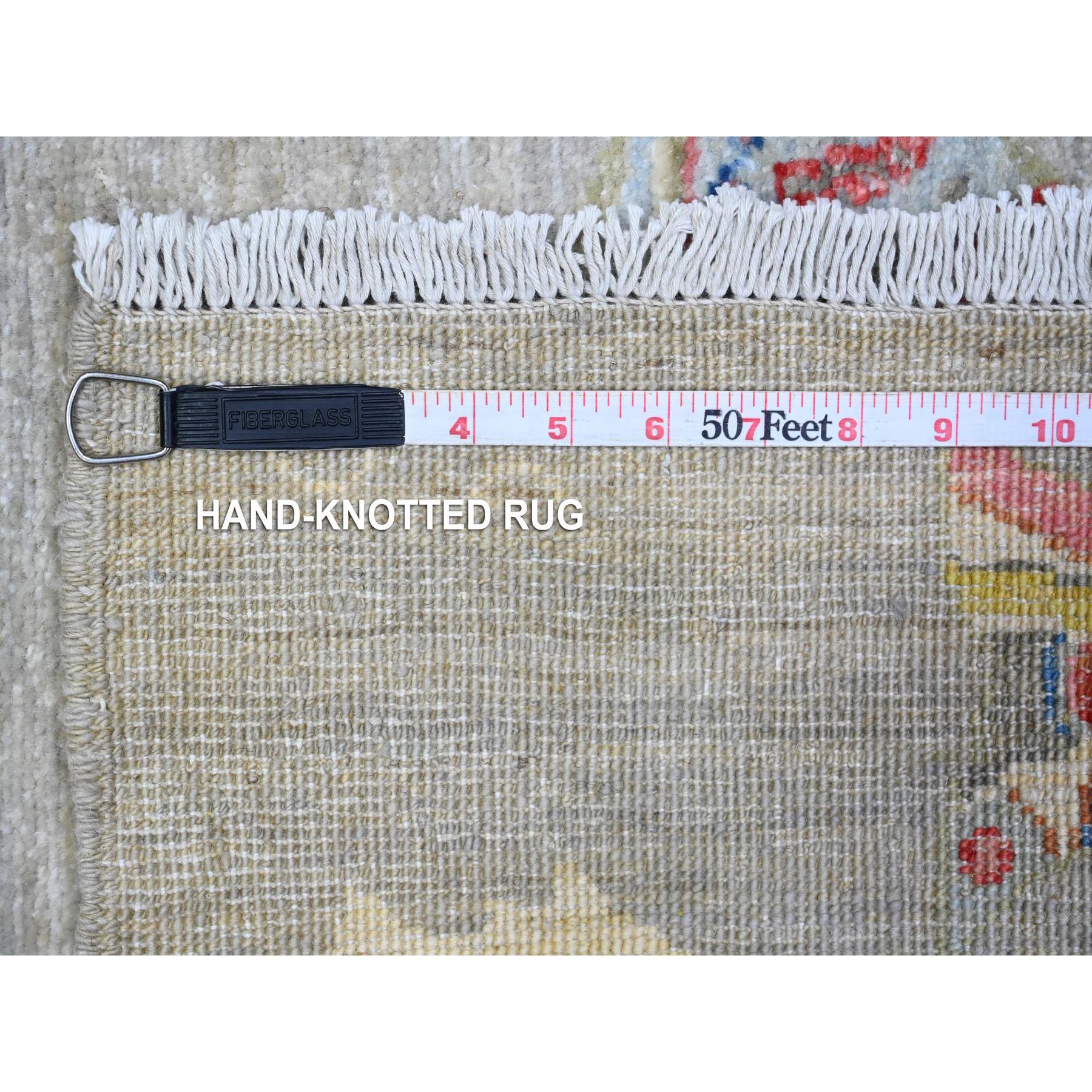 4'1"x12' Rocky Gray, Hand Knotted Extra Soft Wool, Afghan Peshawar Oceanic Colorful Fish Design, Natural Dyes, Denser Weave Oriental Rug HR89660 - Image 6