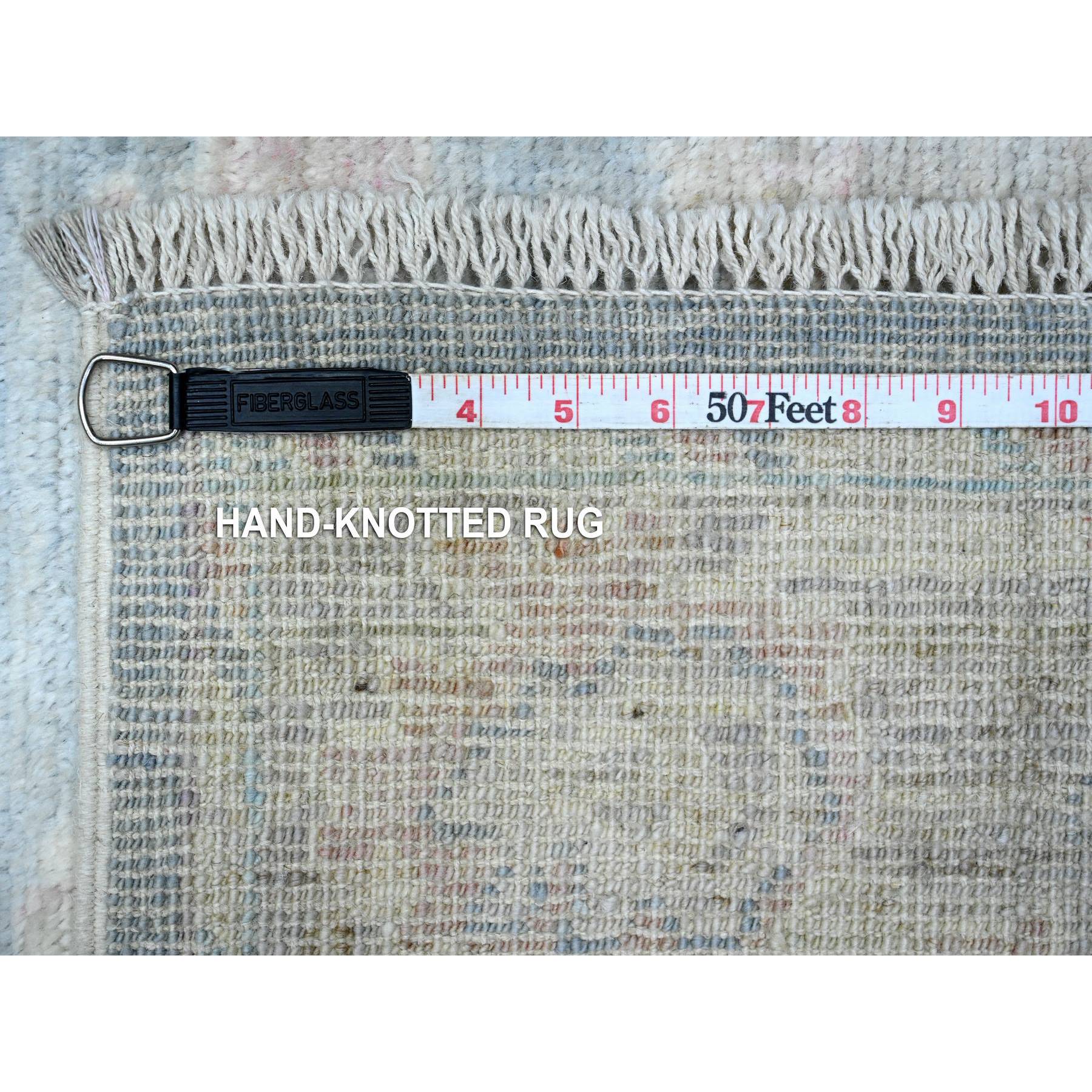 2'10"x16' Ruddy Blue, Extra Soft Wool Weft, Vegetable Dyes, Afghan Angora Oushak, Hand Knotted With Rural Floral All Over Design, XL Runner Oriental Rug HR89678 - Image 6