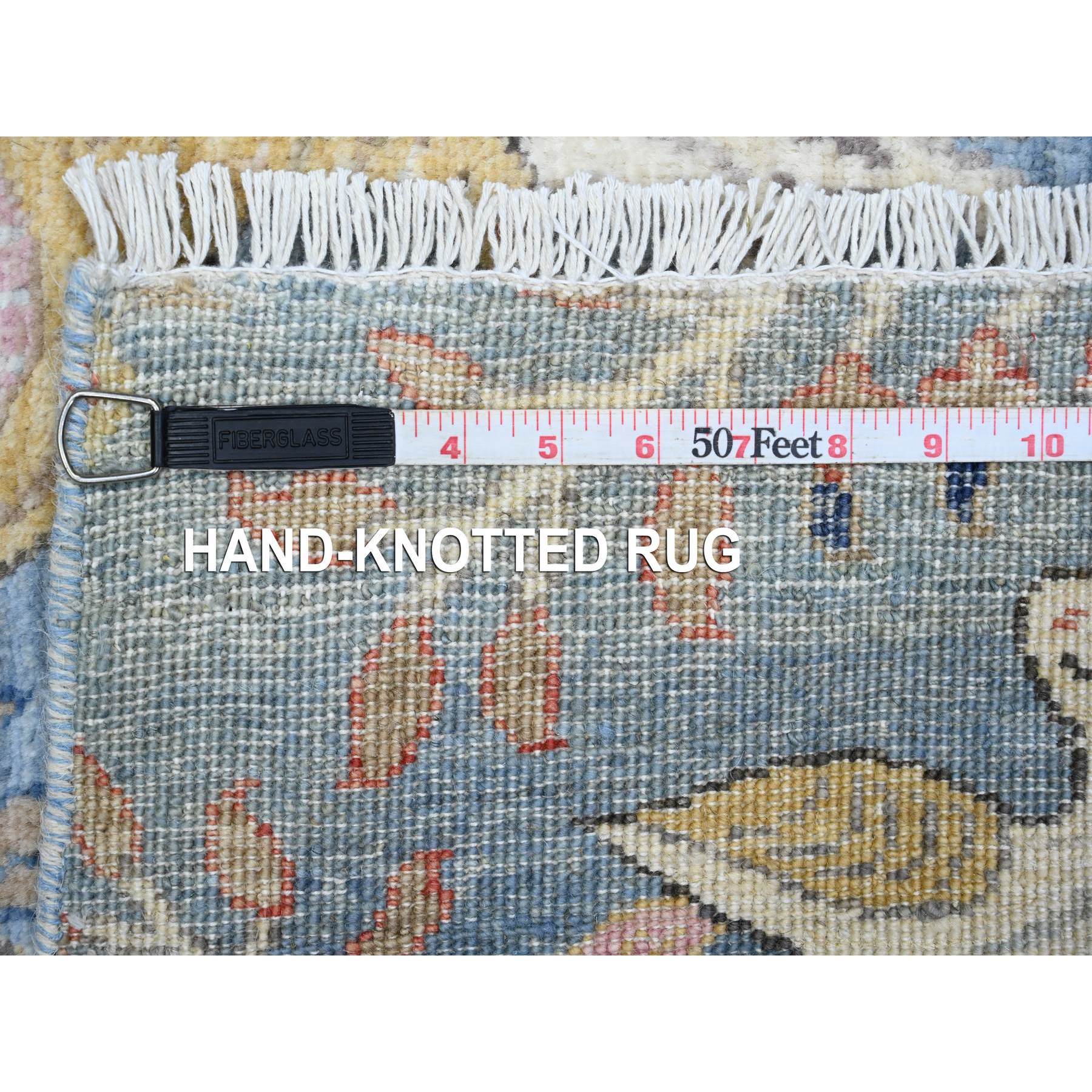 5'x14'8" Crayola Blue, Hand Knotted, Natural Dyes, Soft and Shiny Wool, Birds of Paradise, Tree of Life Afghan Peshawar Wide Runner Oriental Rug HR89697 - Image 6