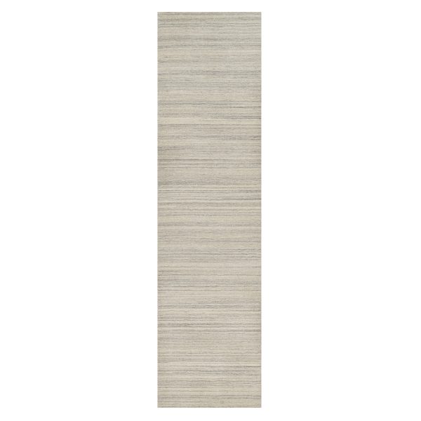 2'7"x10' Khaki Brown, Hand Loomed, Variegated Textured Modern Design, Pure Wool, Thick and Plush, Runner, Oriental Rug HR90716