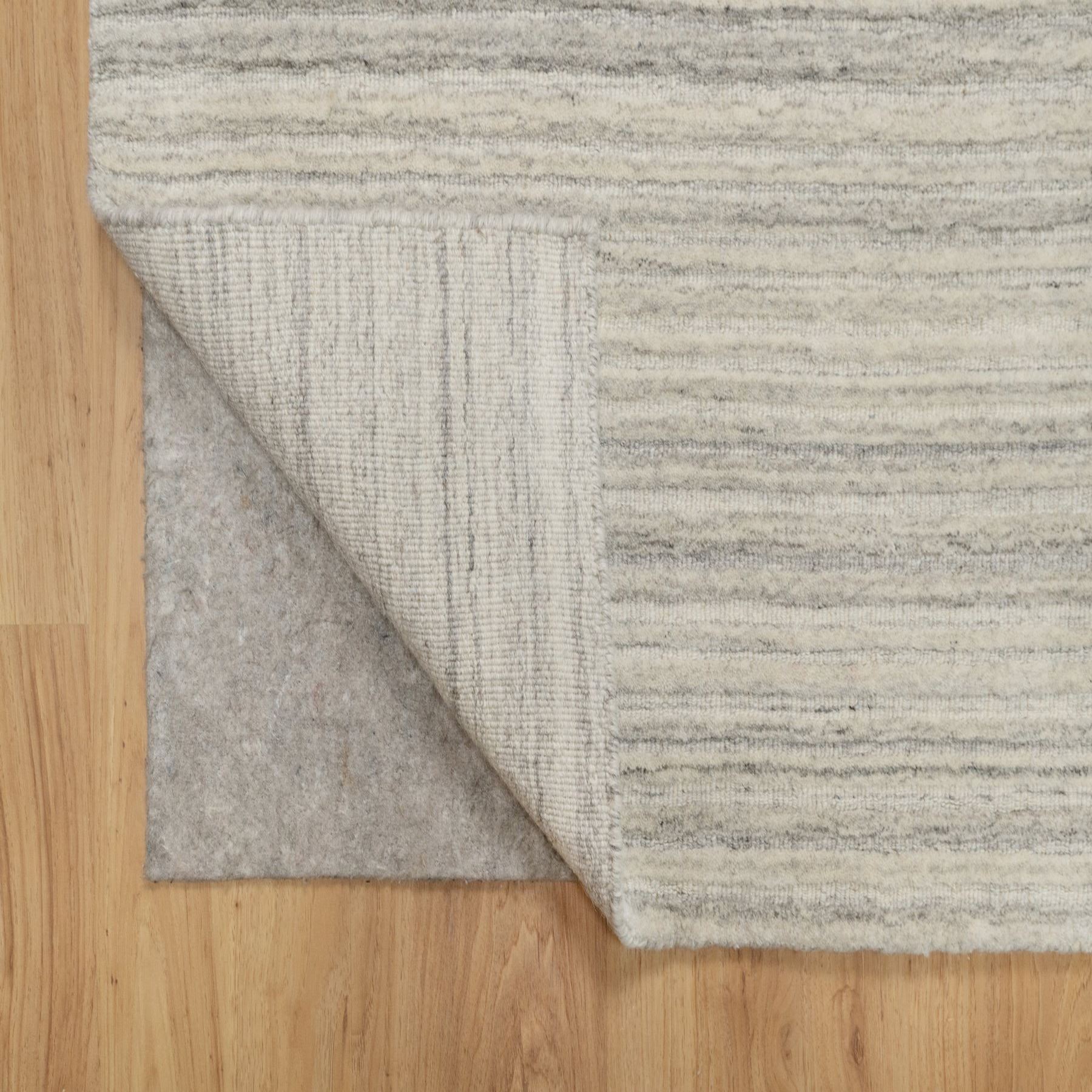 2'7"x10' Khaki Brown, Hand Loomed, Variegated Textured Modern Design, Pure Wool, Thick and Plush, Runner, Oriental Rug HR90716 - Image 3