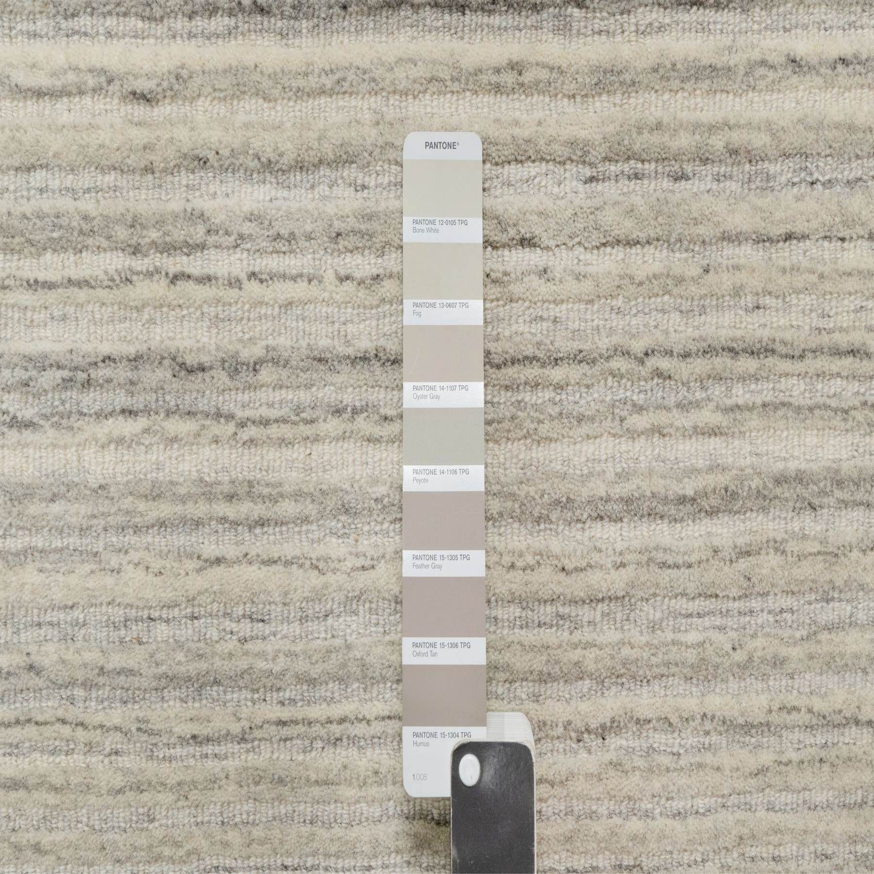 2'7"x10' Khaki Brown, Hand Loomed, Variegated Textured Modern Design, Pure Wool, Thick and Plush, Runner, Oriental Rug HR90716 - Image 4