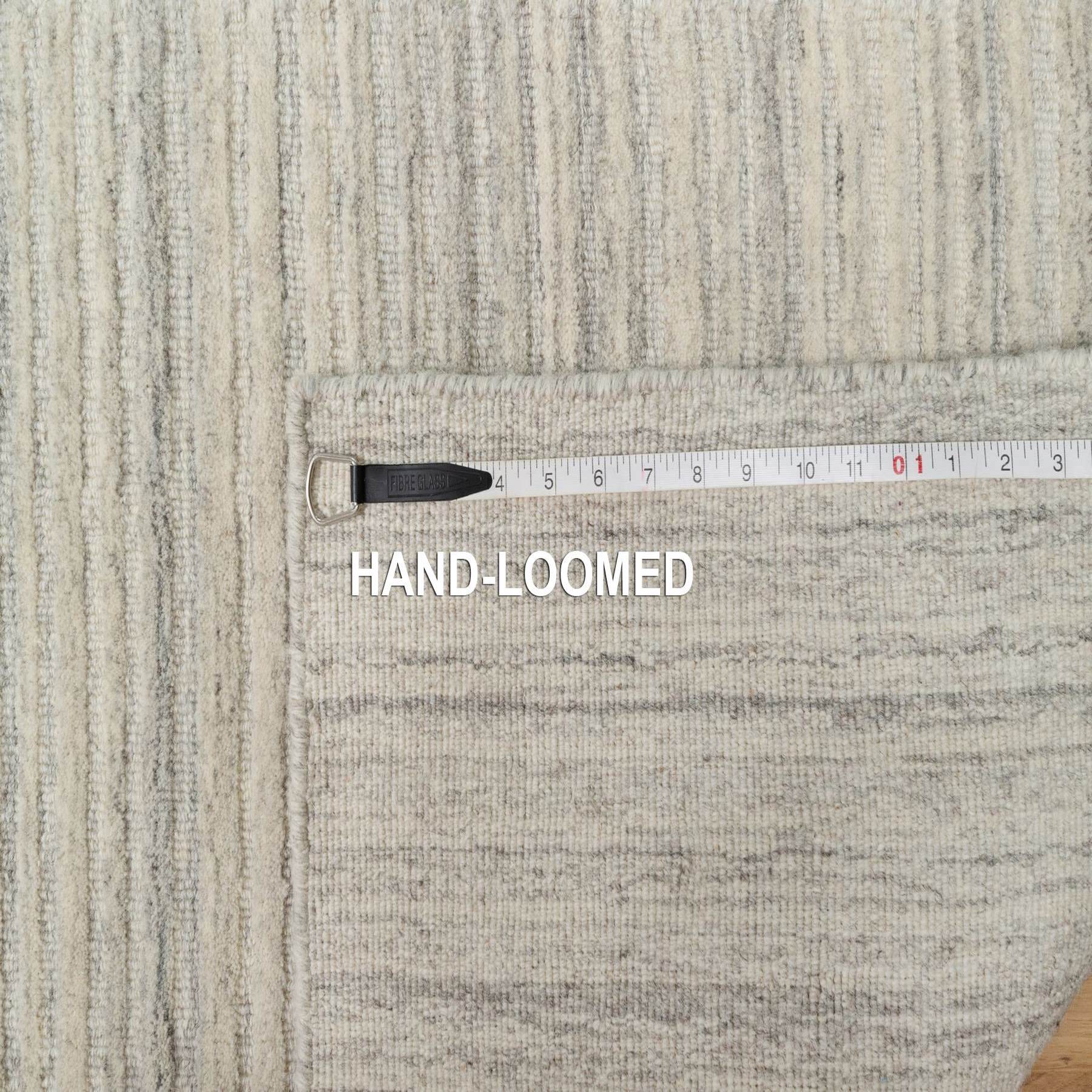 2'7"x10' Khaki Brown, Hand Loomed, Variegated Textured Modern Design, Pure Wool, Thick and Plush, Runner, Oriental Rug HR90716 - Image 8
