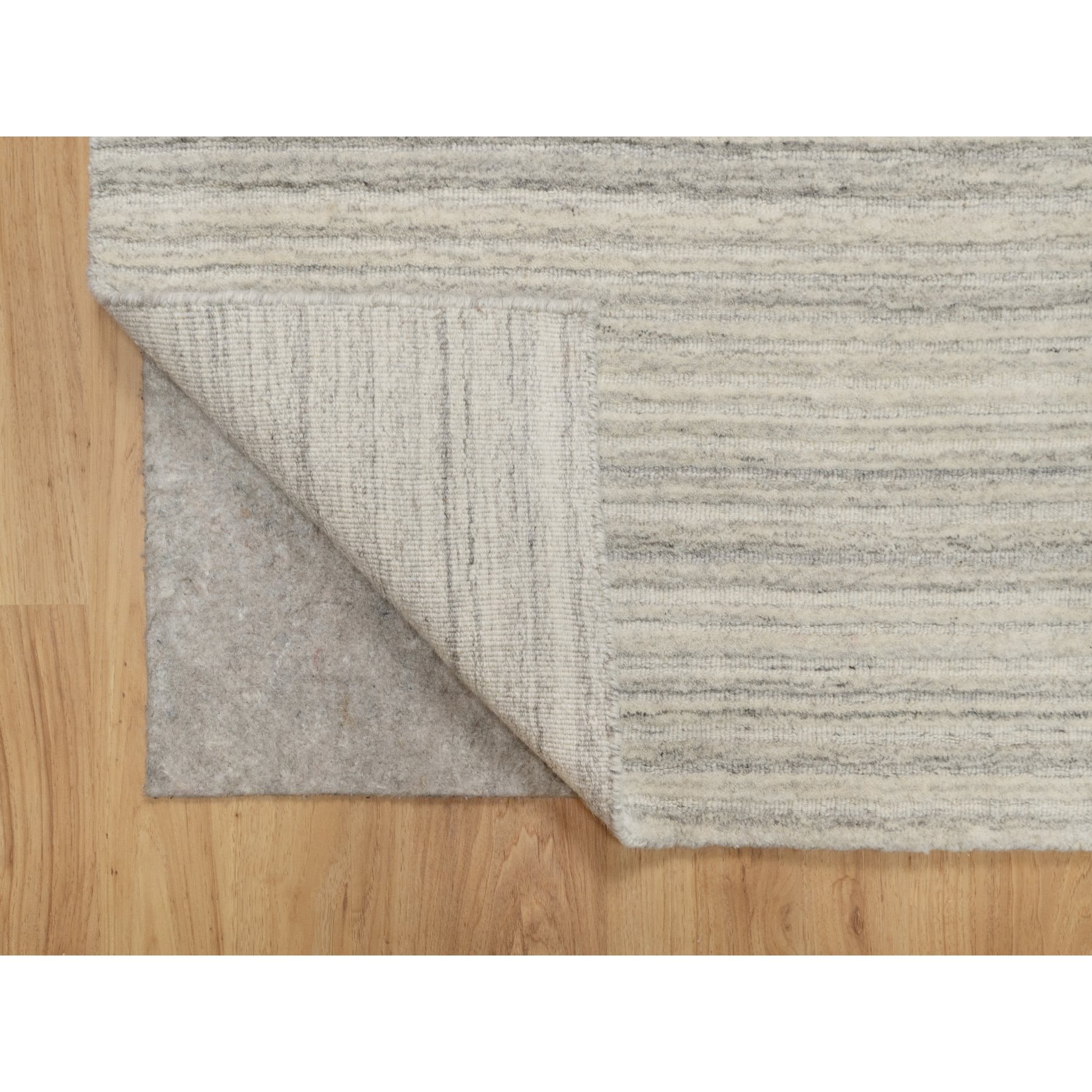 2'7"x11'10" Khaki Brown, Variegated Textured Modern Design, Pure Wool, Hand Loomed, Plush and Lush, Runner, Oriental Rug HR90719 - Image 3