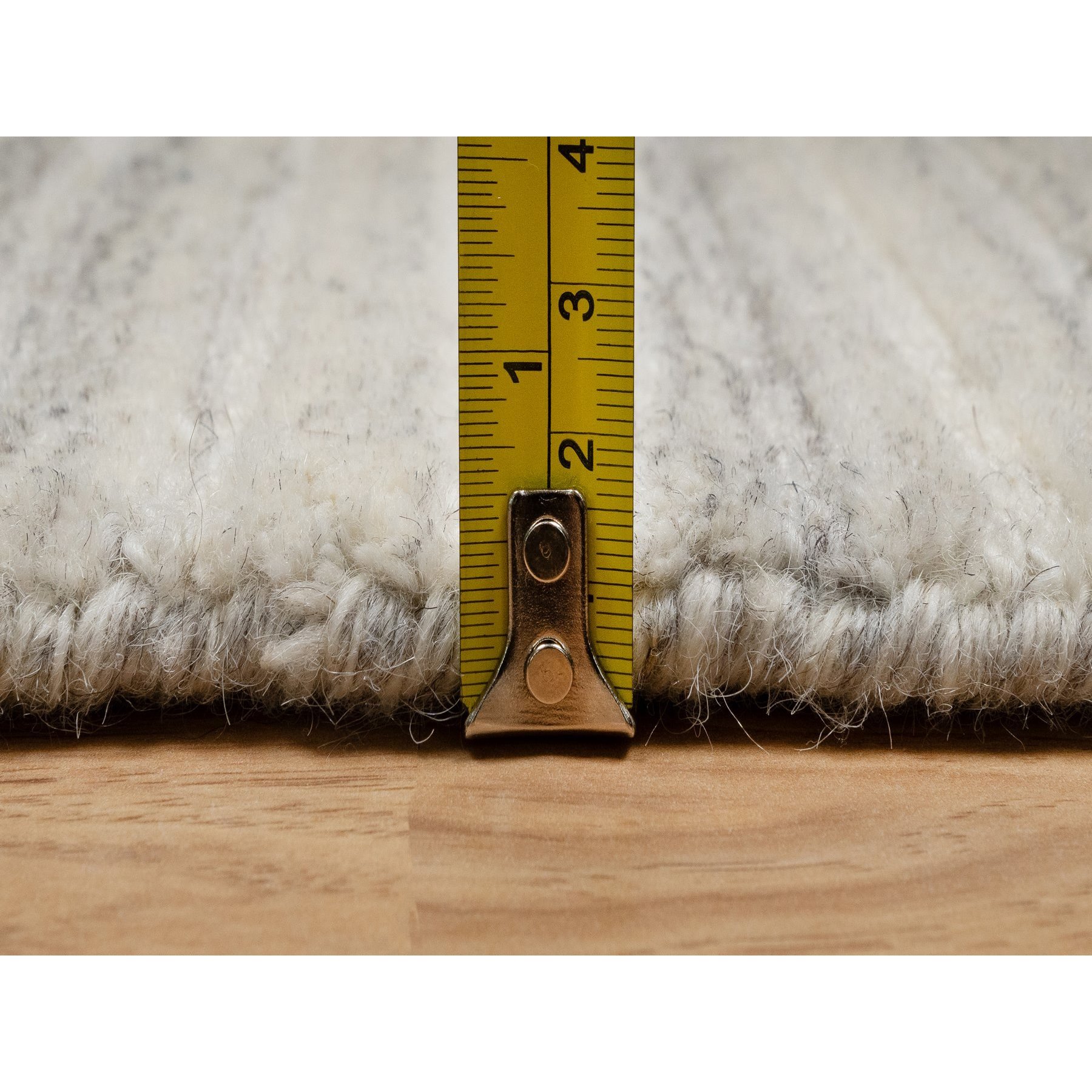 2'7"x11'10" Khaki Brown, Variegated Textured Modern Design, Pure Wool, Hand Loomed, Plush and Lush, Runner, Oriental Rug HR90719 - Image 7