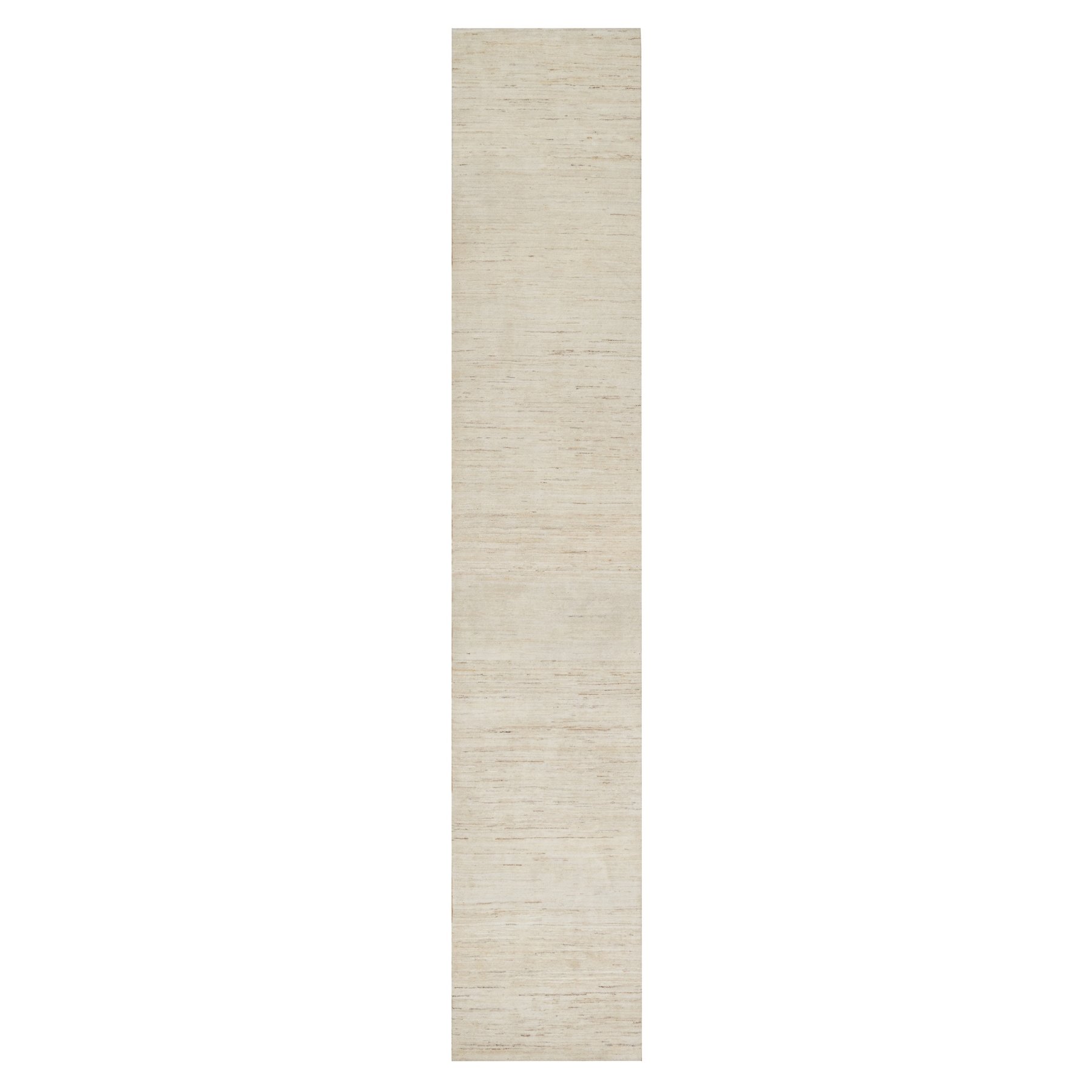 2'6"x13'9" Stone White, Hand Knotted, Lori Buft Gabbeh, Modern, Thick and Plush, Plain Design, Pure Wool, Runner, Oriental Rug HR90762