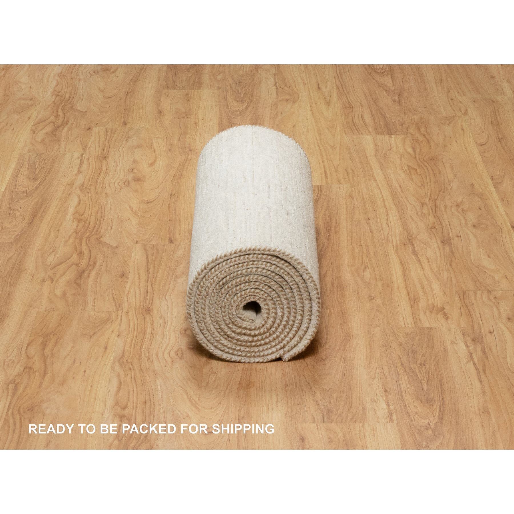 2'6"x13'9" Stone White, Hand Knotted, Lori Buft Gabbeh, Modern, Thick and Plush, Plain Design, Pure Wool, Runner, Oriental Rug HR90762 - Image 6
