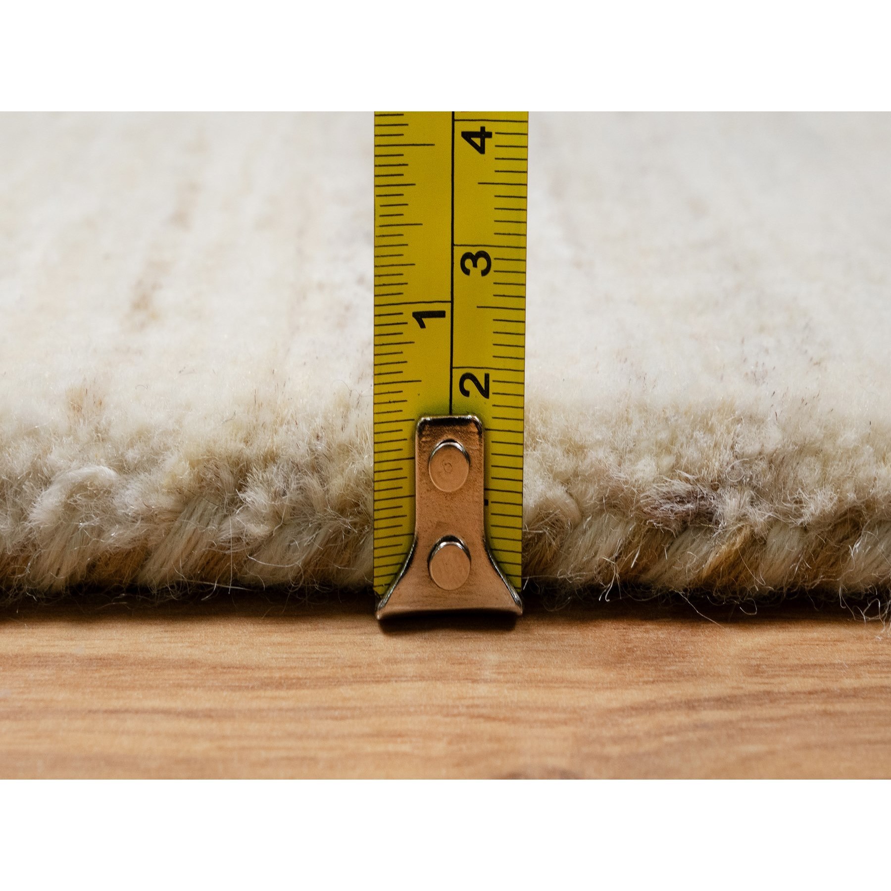 2'6"x13'9" Stone White, Hand Knotted, Lori Buft Gabbeh, Modern, Thick and Plush, Plain Design, Pure Wool, Runner, Oriental Rug HR90762 - Image 7