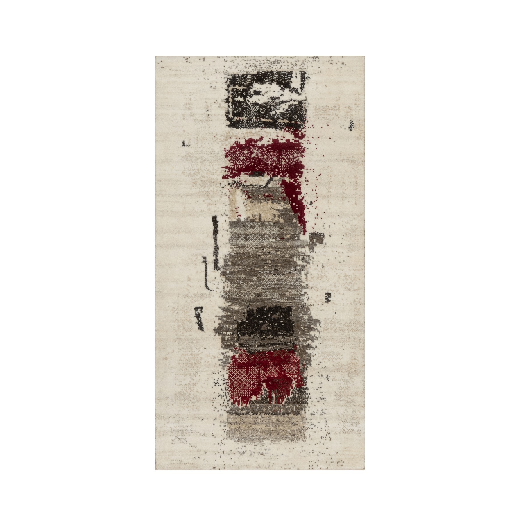 2'4"x4'8" Parchment White, Hand Knotted, Lori Buft Gabbeh with Avant Garde Design, Thick and Plush, Pure Wool, Soft Pile, Short Runner, Oriental Rug HR90768