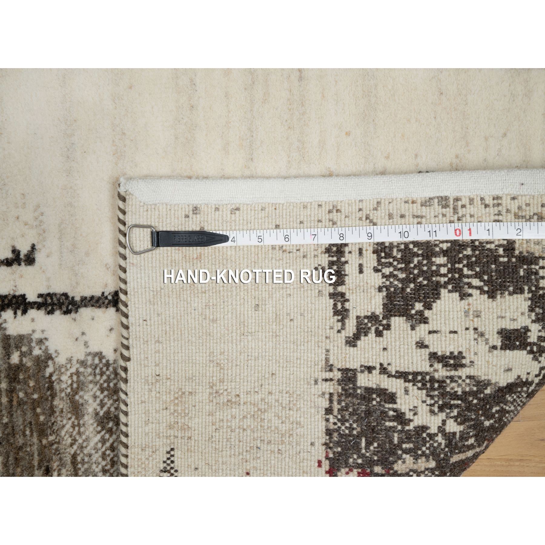 2'4"x4'8" Parchment White, Hand Knotted, Lori Buft Gabbeh with Avant Garde Design, Thick and Plush, Pure Wool, Soft Pile, Short Runner, Oriental Rug HR90768 - Image 8