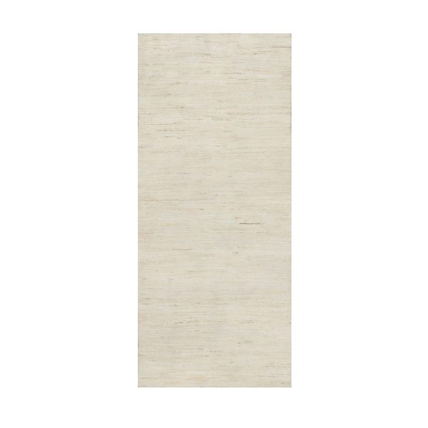 2'5"x5'10" Stone White, 100% Wool, Hand Knotted, Lori Buft Gabbeh, Modern, Plain Design, Thick and Plush, Runner, Oriental Rug HR90773