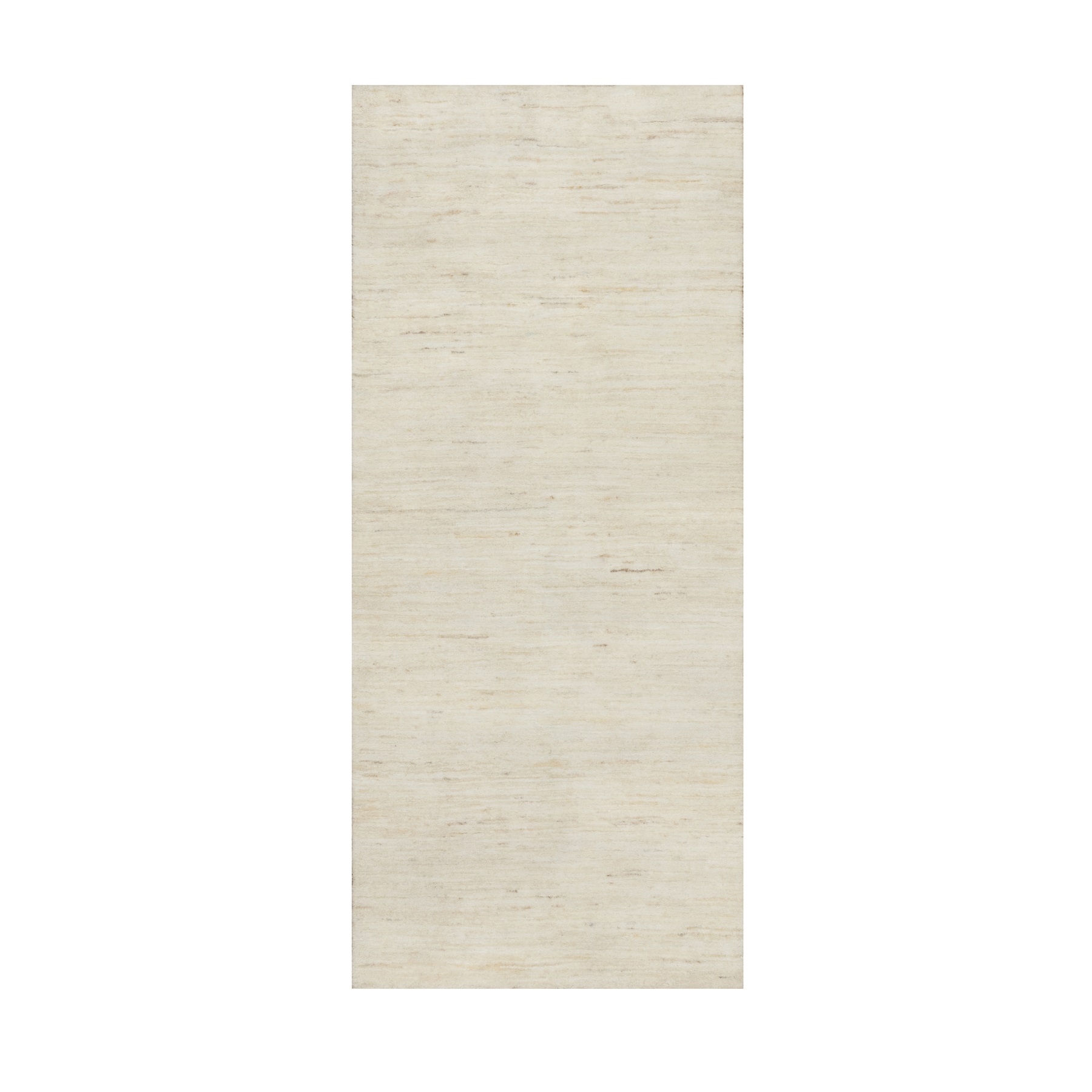 2'5"x5'10" Stone White, 100% Wool, Hand Knotted, Lori Buft Gabbeh, Modern, Plain Design, Thick and Plush, Runner, Oriental Rug HR90773