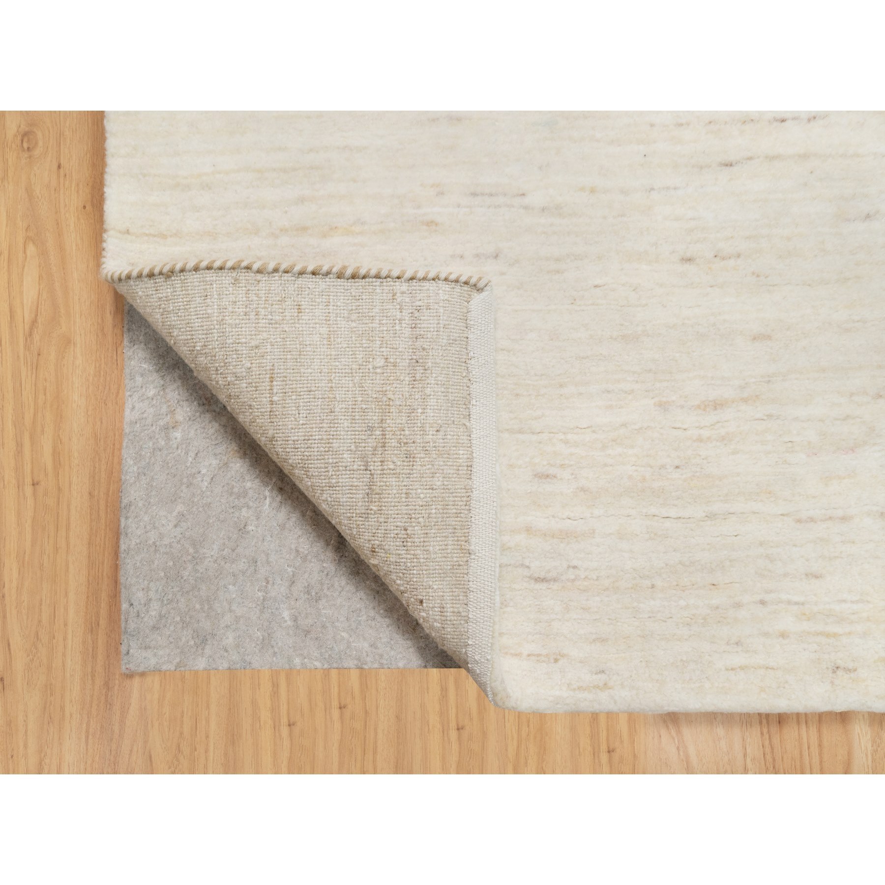 2'5"x5'10" Stone White, 100% Wool, Hand Knotted, Lori Buft Gabbeh, Modern, Plain Design, Thick and Plush, Runner, Oriental Rug HR90773 - Image 3