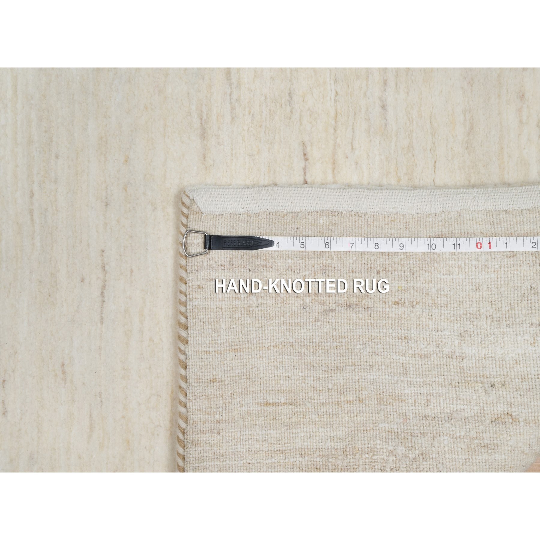 2'5"x5'10" Stone White, 100% Wool, Hand Knotted, Lori Buft Gabbeh, Modern, Plain Design, Thick and Plush, Runner, Oriental Rug HR90773 - Image 8