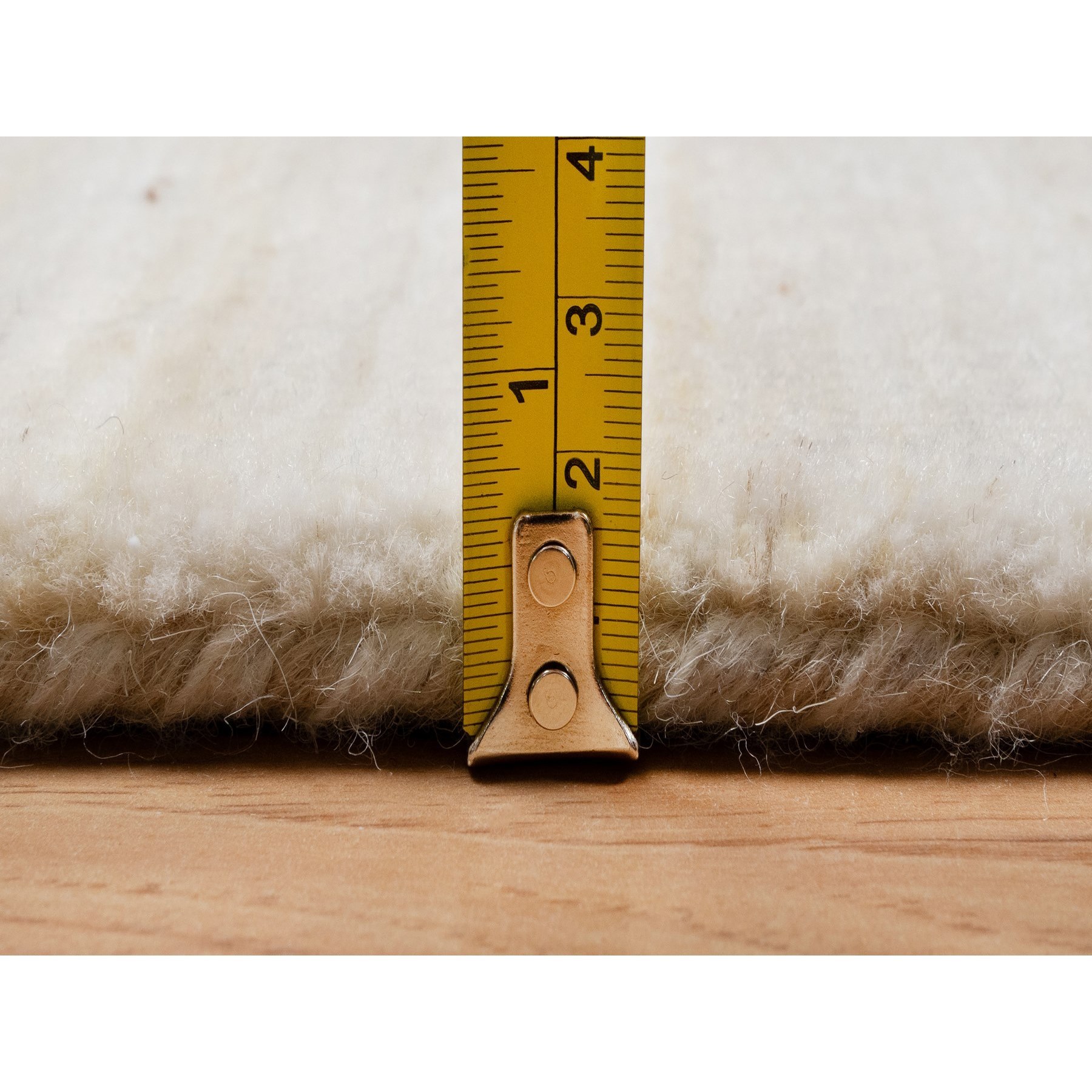 4'x12'1" Parchment White, Hand Knotted, Lori Buft Gabbeh, Modern, Thick and Plush, Plain Design, 100% Wool, Wide Runner, Oriental Rug HR90777 - Image 7