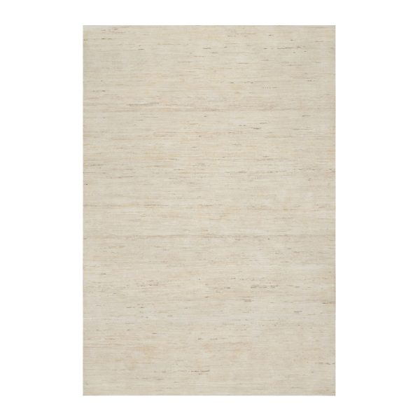 6'1"x9' Stone White, Hand Knotted, Lori Buft Gabbeh, Modern Plain Design, Soft To The Touch, Thick and Plush, 100% Wool, Oriental Rug HR90779