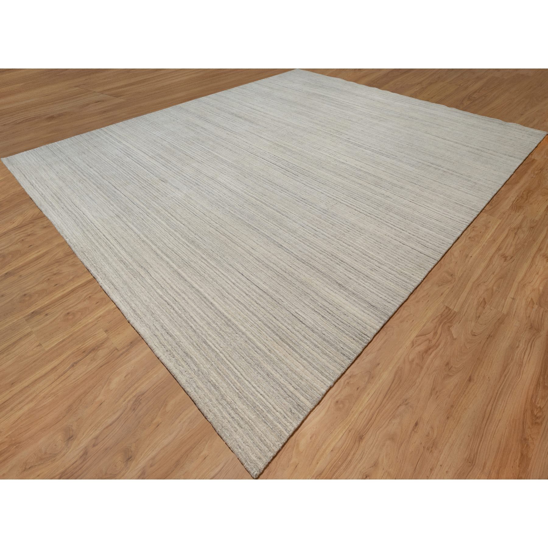 12'x14'9" Beige, Natural Wool, Variegated Textured Modern Design, Hand Loomed, Thick and Plush, Oversized, Oriental Rug HR90790 - Image 4