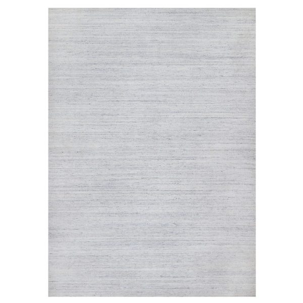 12'2"x17'10" Ice Gray, Modern Striae Design, Tone on Tone, Lush and Plush, Soft Wool, Hand Loomed, Oversized, Oriental Rug HR90800