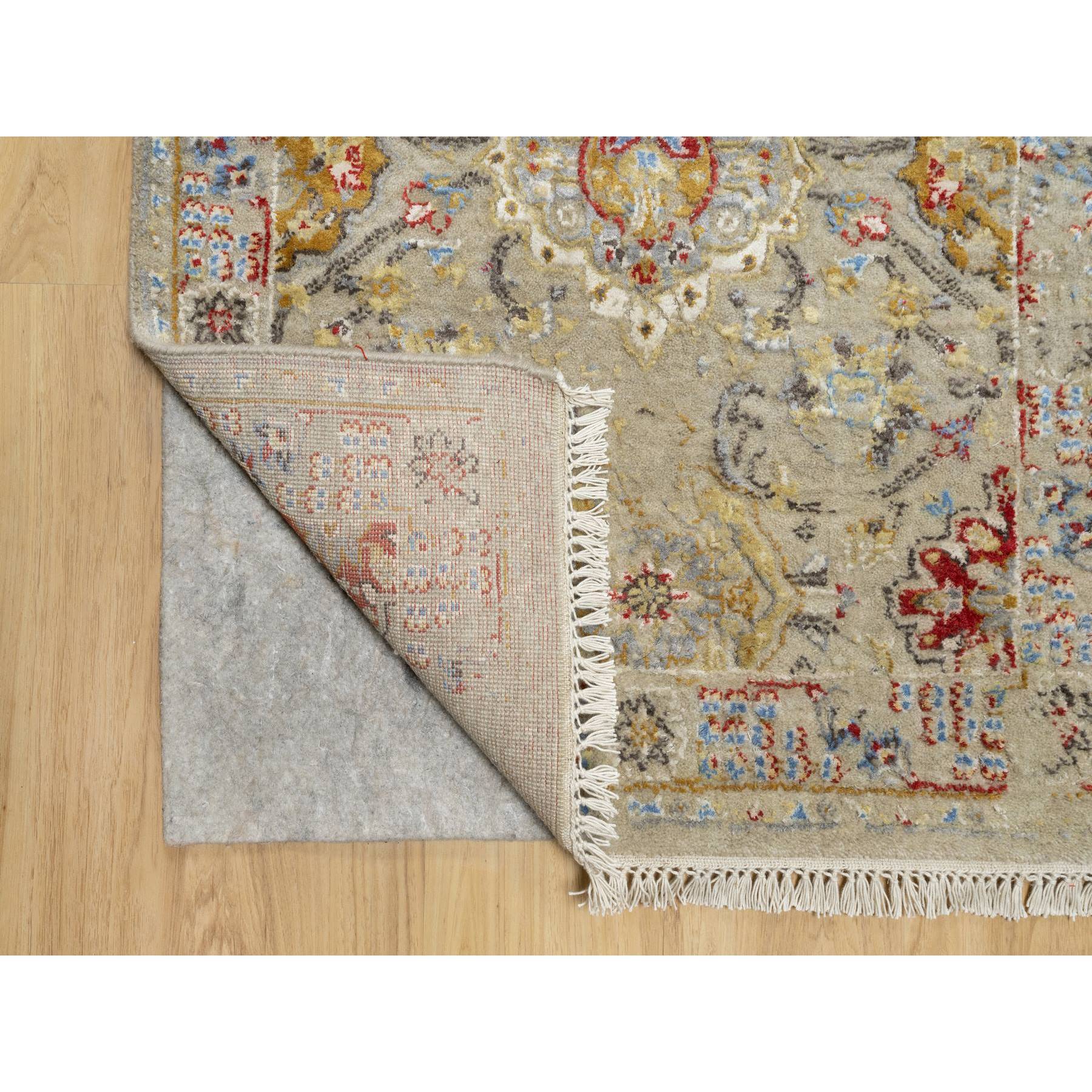 2'9"x20' Biscoti Beige, Hand Knotted, Soft Colors, The Sunset Rosettes, Wool and Pure Silk, XL Runner, Oriental Rug HR90816 - Image 3