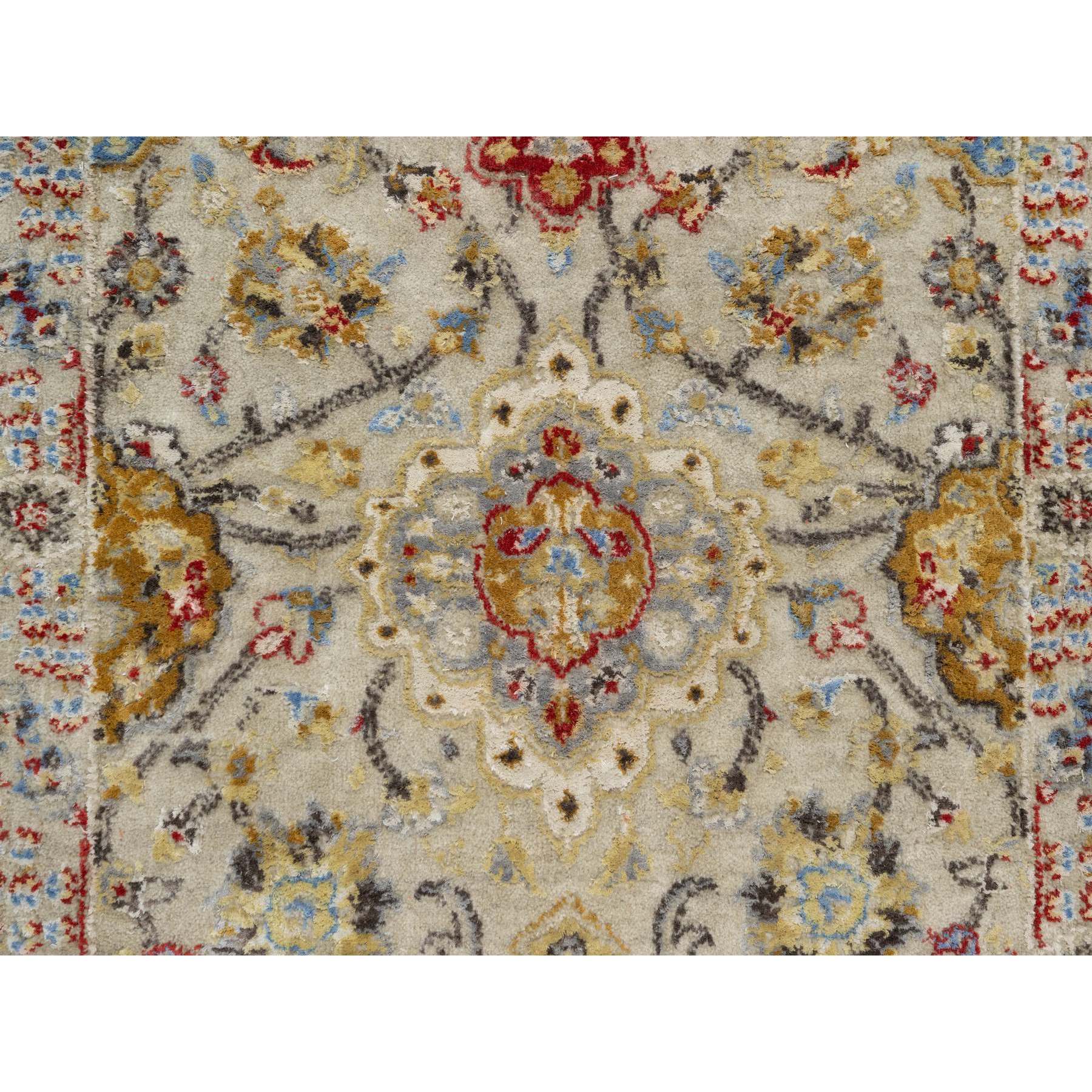 2'9"x20' Biscoti Beige, Hand Knotted, Soft Colors, The Sunset Rosettes, Wool and Pure Silk, XL Runner, Oriental Rug HR90816 - Image 5