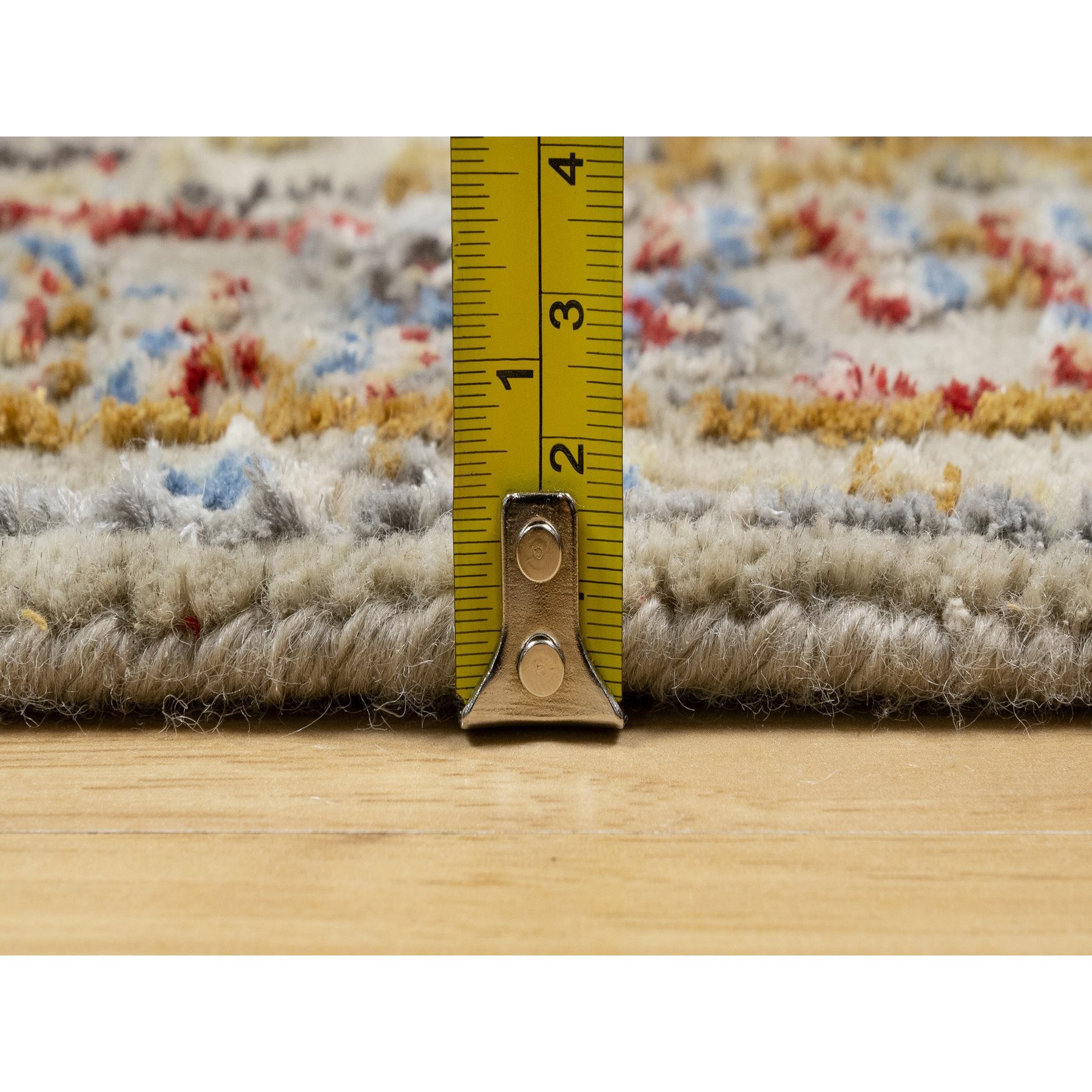 2'9"x20' Biscoti Beige, Hand Knotted, Soft Colors, The Sunset Rosettes, Wool and Pure Silk, XL Runner, Oriental Rug HR90816 - Image 7
