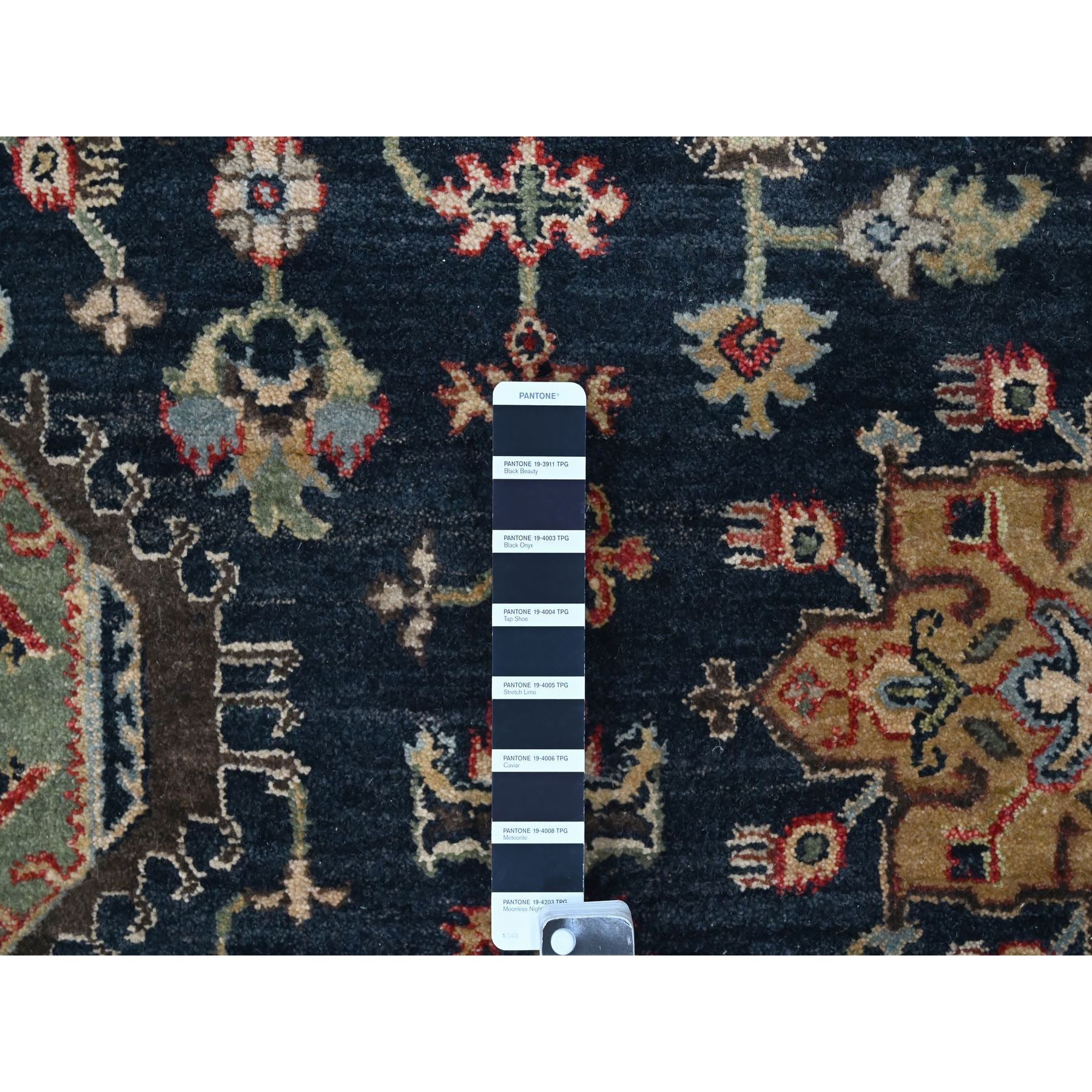 10'2"x10'2" Power Black, Hand Knotted, Karajeh Design with All Over Pattern, Vegetable Dyes, Soft Pile, 100% Wool, Square, Oriental Rug HR10023 - Image 7