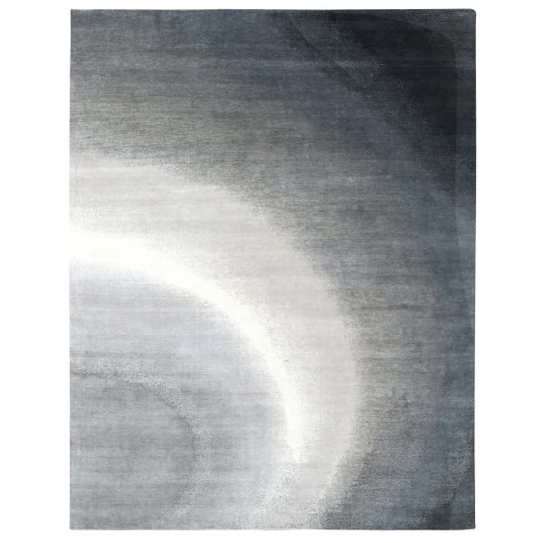 9'x11'10" Perfect Gray, THE MOONLIGHT, Modern Gradation Design, Thick and Plush, 100% Wool, Hand Knotted, Oriental Rug HR10057