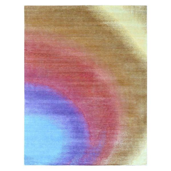 9'x11'10" THE RAINBOW, Modern Gradation Design, 100% Wool, Thick and Plush, Hand Knotted, Oriental Rug HR10058