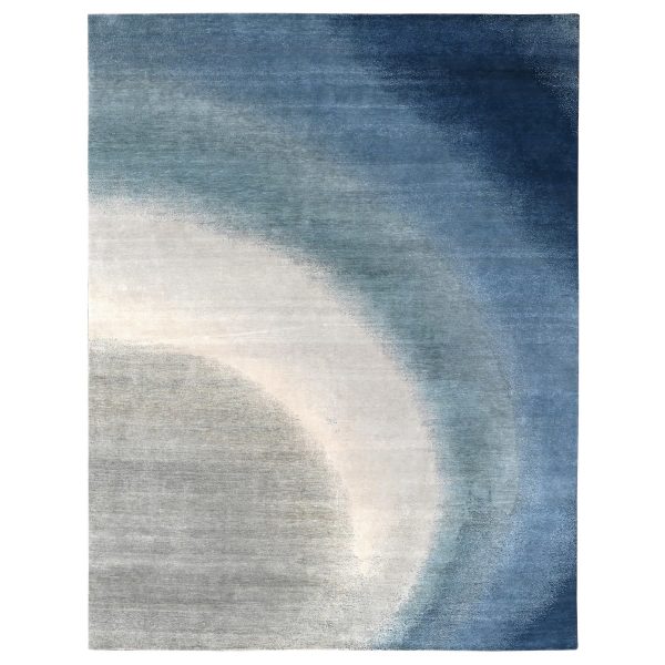 9'x11'10" THE OCEAN, Modern Gradation Design, Thick and Plush, Hand Knotted, 100% Wool, Oriental Rug HR10059