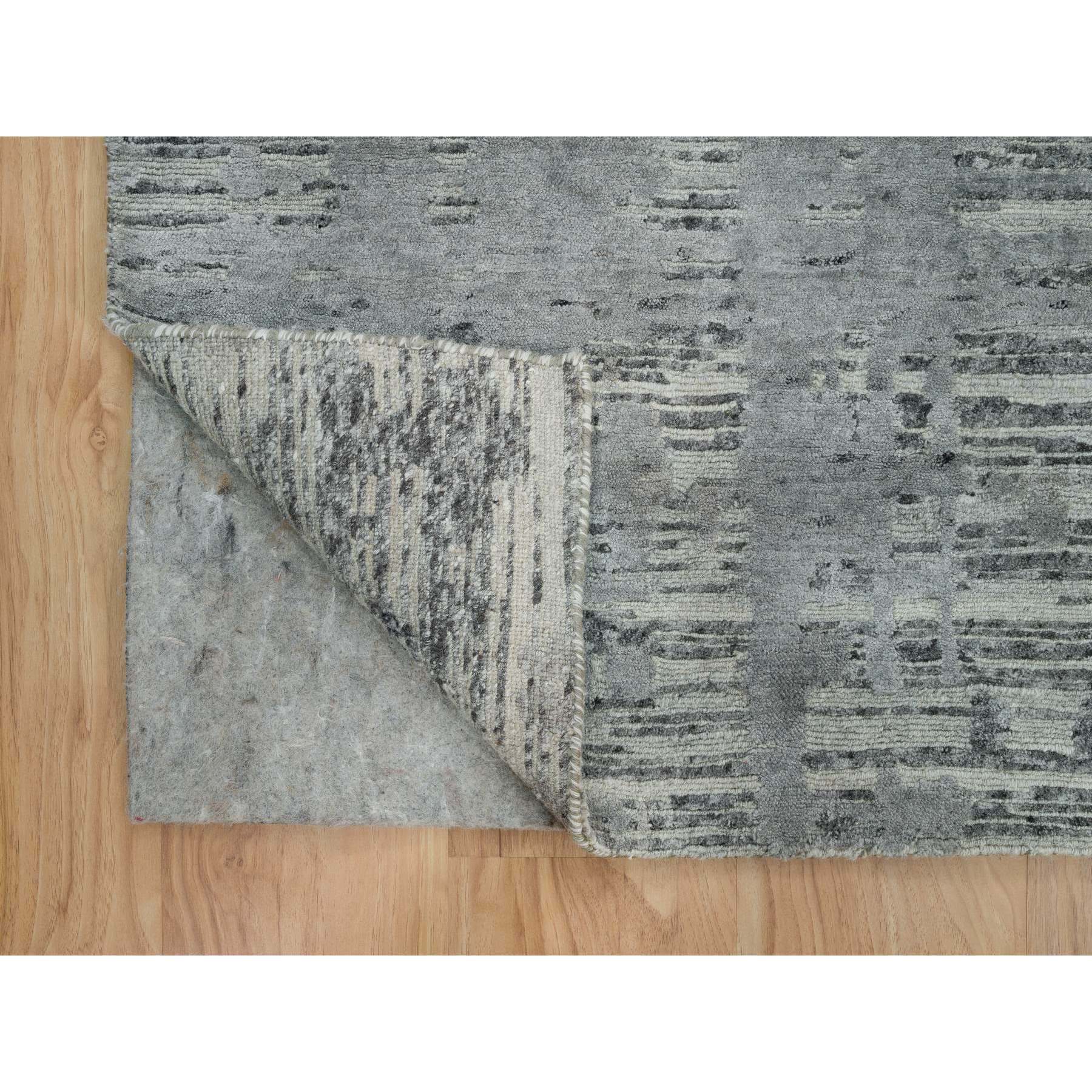 8'x10' Ash Gray, Hand Spun Undyed, Natural Wool, Modern, Hand Knotted, Oriental Square Rug HR65945 - Image 5
