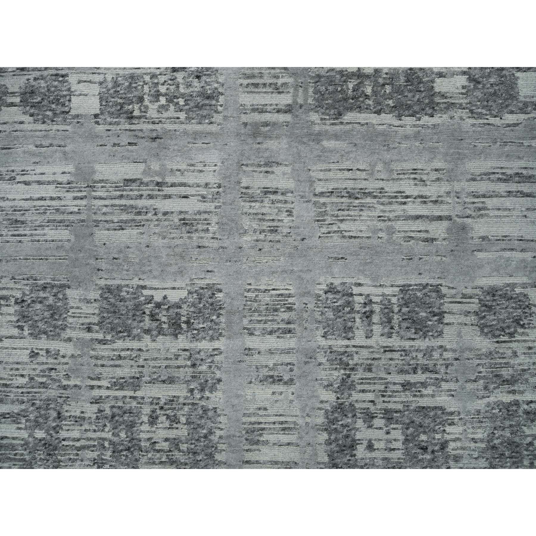 8'x10' Ash Gray, Hand Spun Undyed, Natural Wool, Modern, Hand Knotted, Oriental Square Rug HR65945 - Image 9